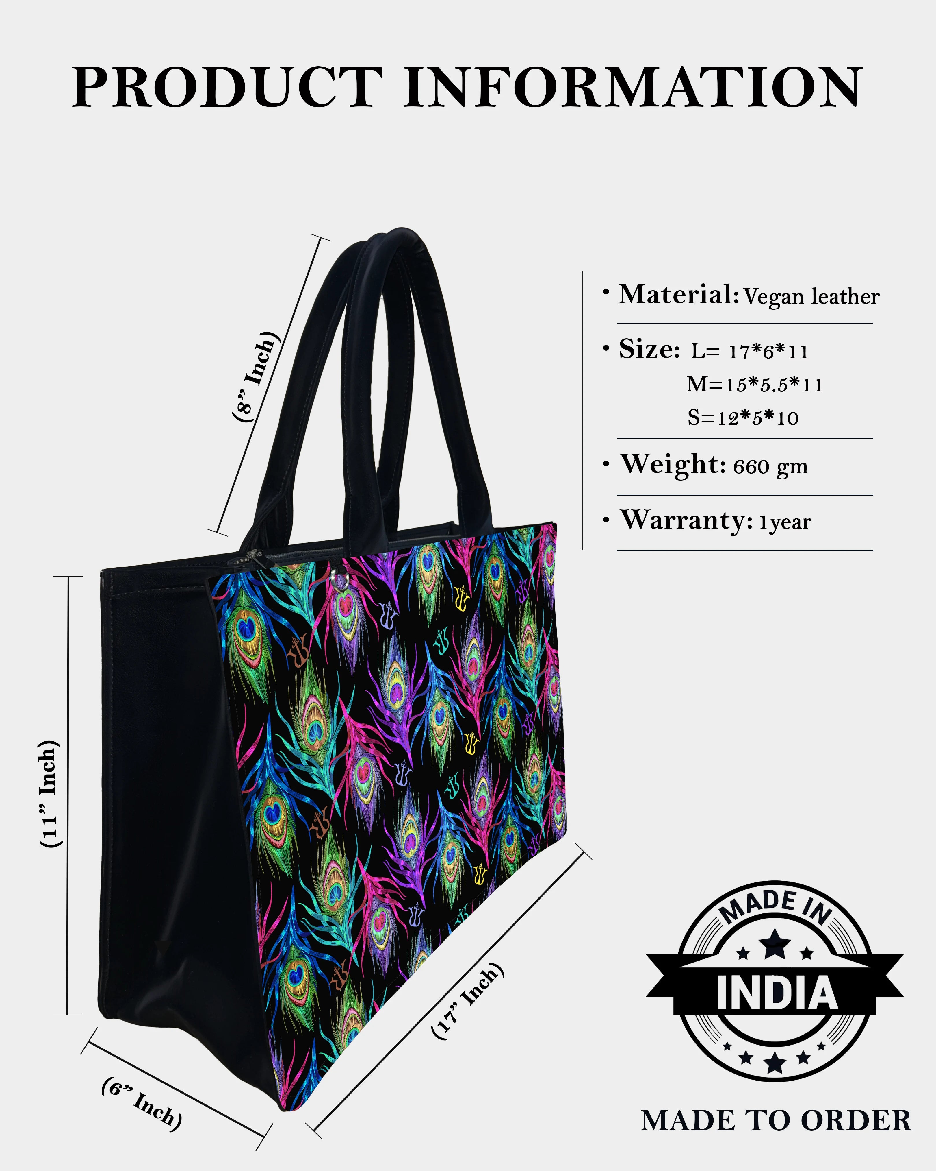 Ethnic Peacock Feather Designer Tote Bag – Elegant Festival Look