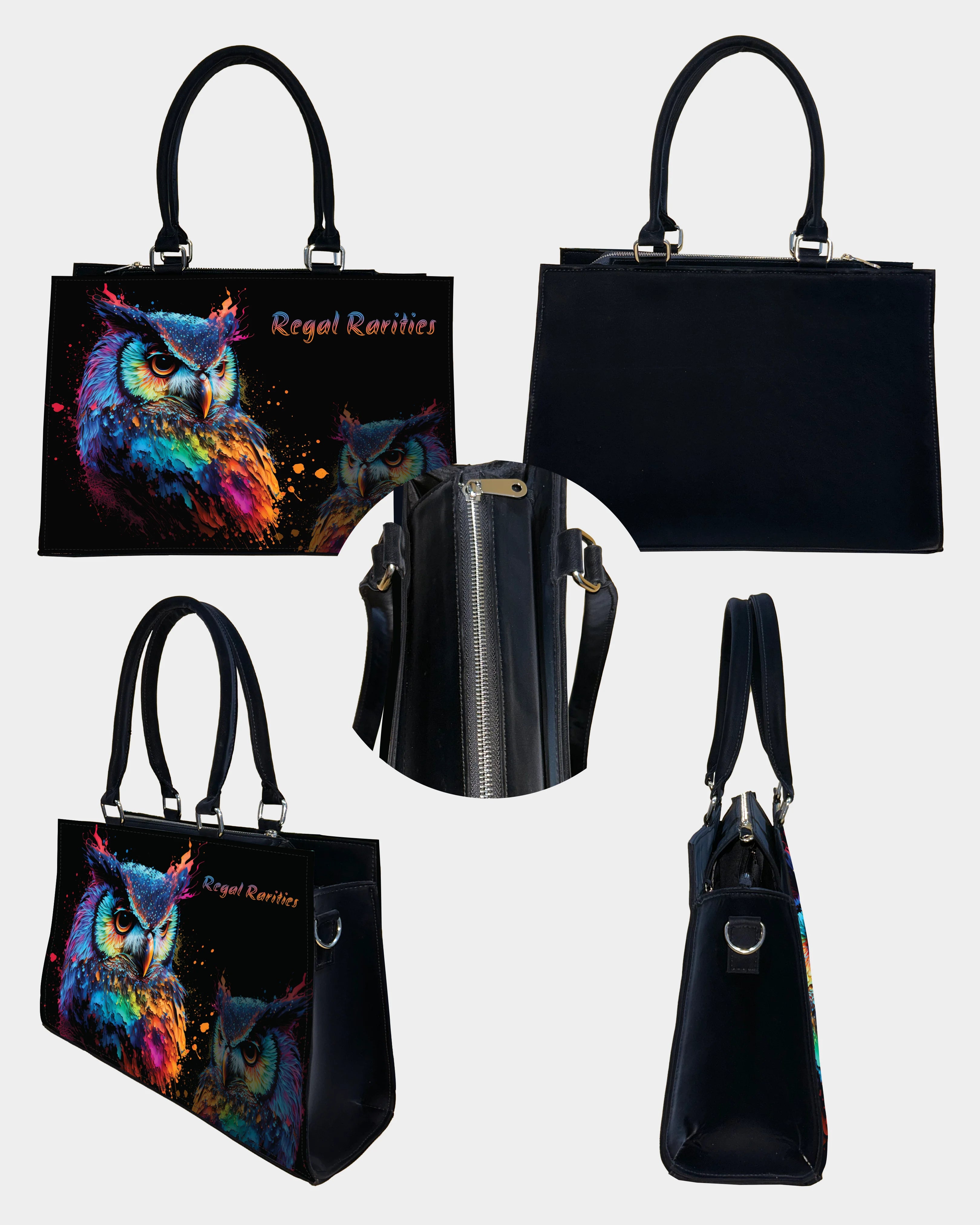 Neon Owl Art Customized Crossbody Sling Bag – Regal & Radiant
