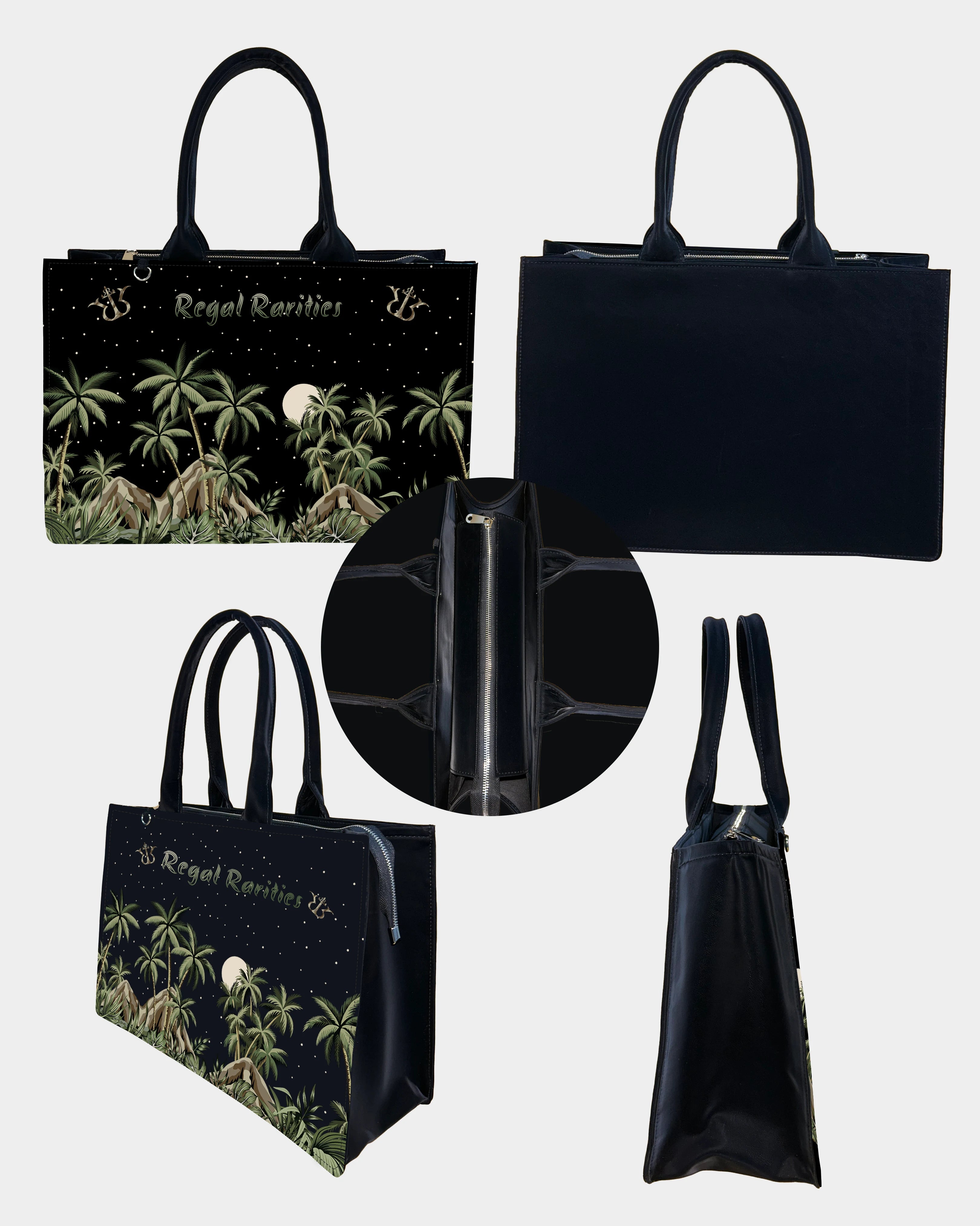 Palm Grove Under the Moon Customized Tote Bag –  Wild Nature Night Scene