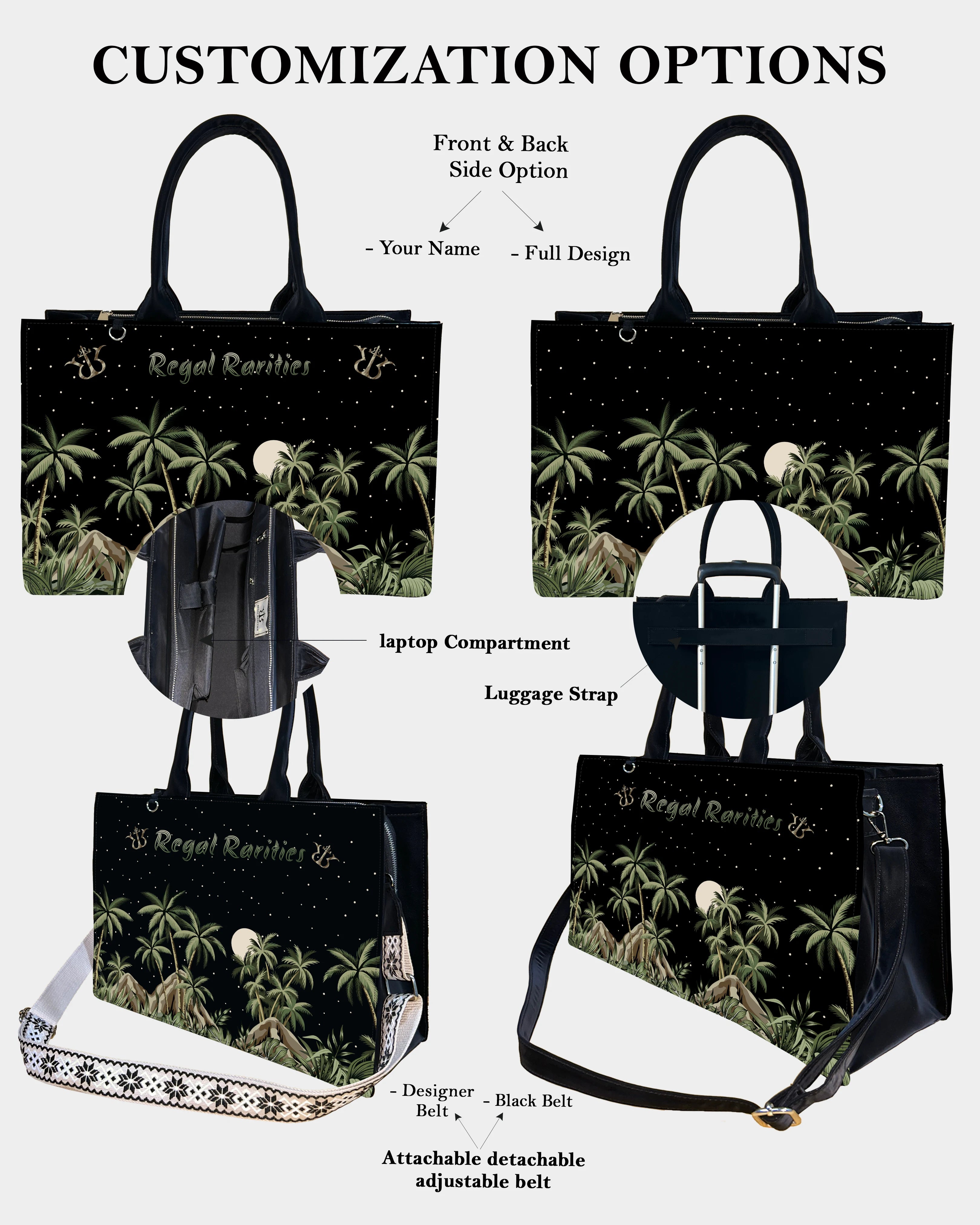 Palm Grove Under the Moon Customized Tote Bag –  Wild Nature Night Scene