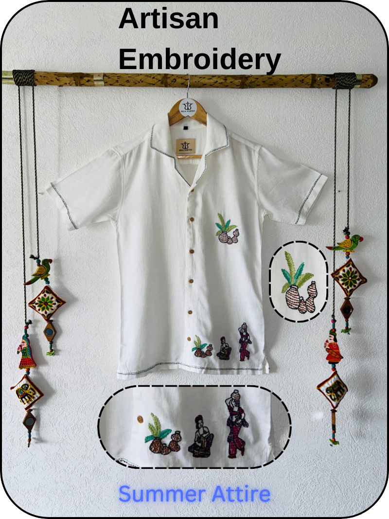 Hand Embroidered Shirt with Heritage Artisan Design