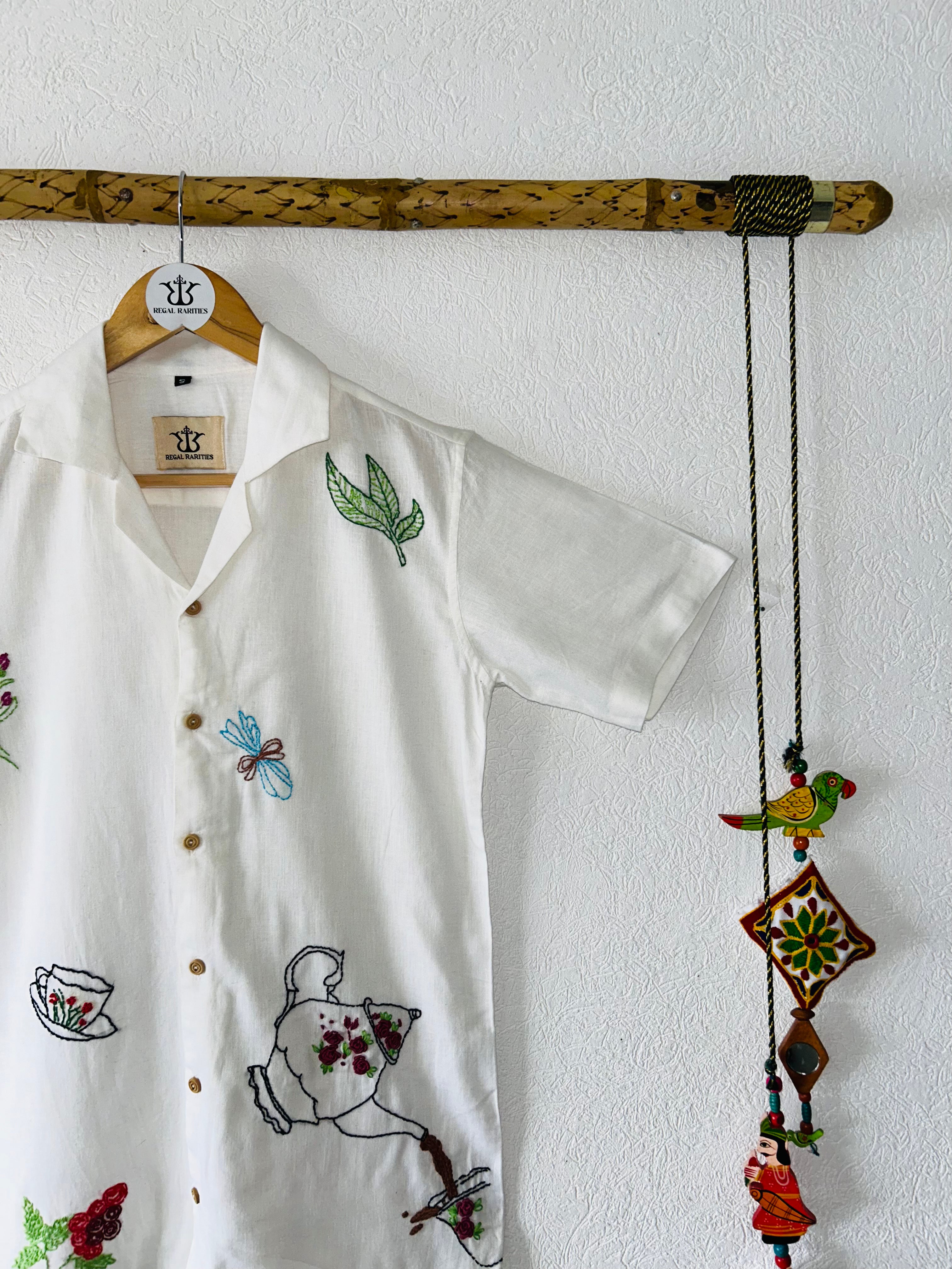 "Morning Nature Design" Hand Embroidered Shirt