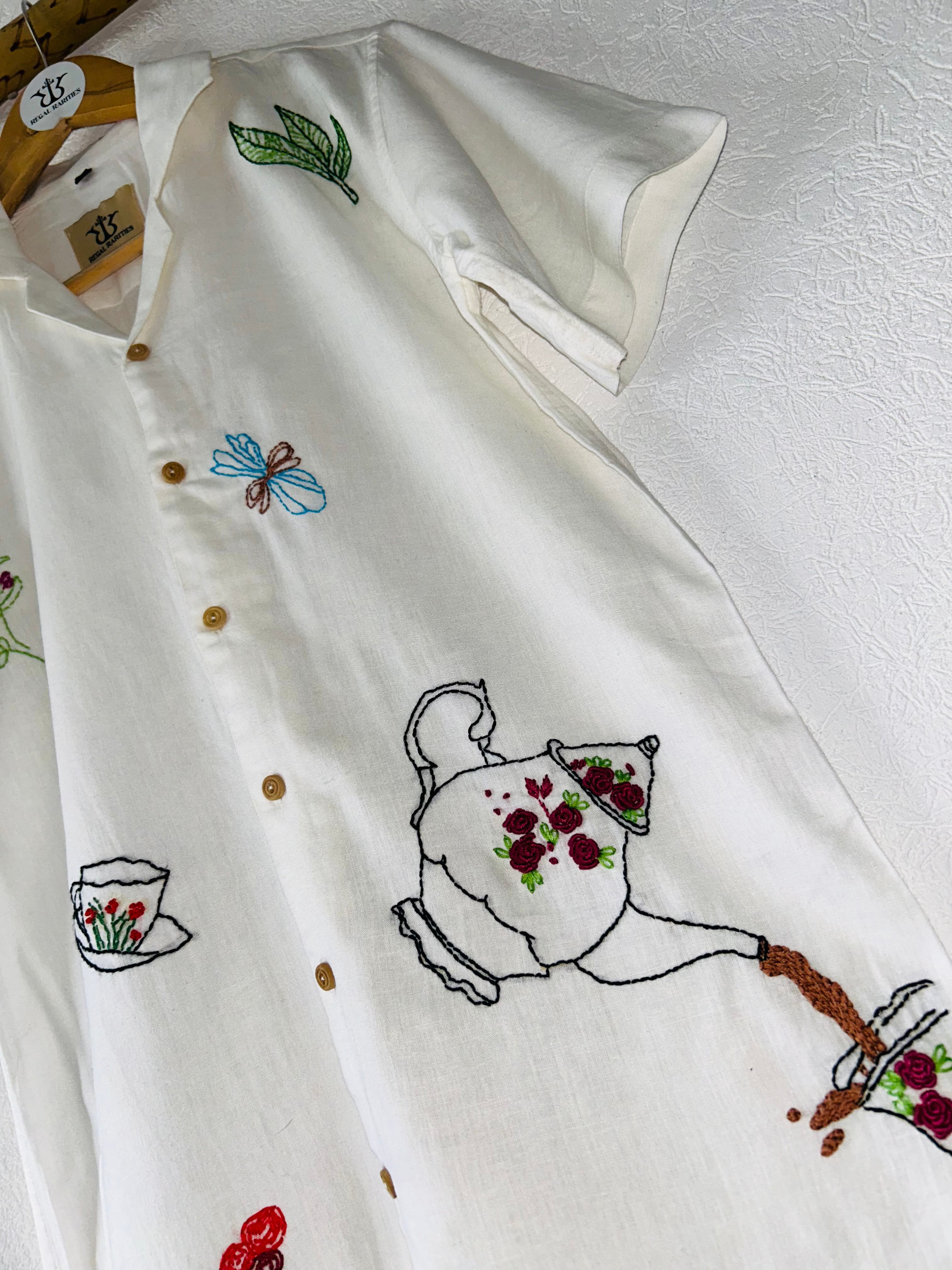 "Morning Nature Design" Hand Embroidered Shirt