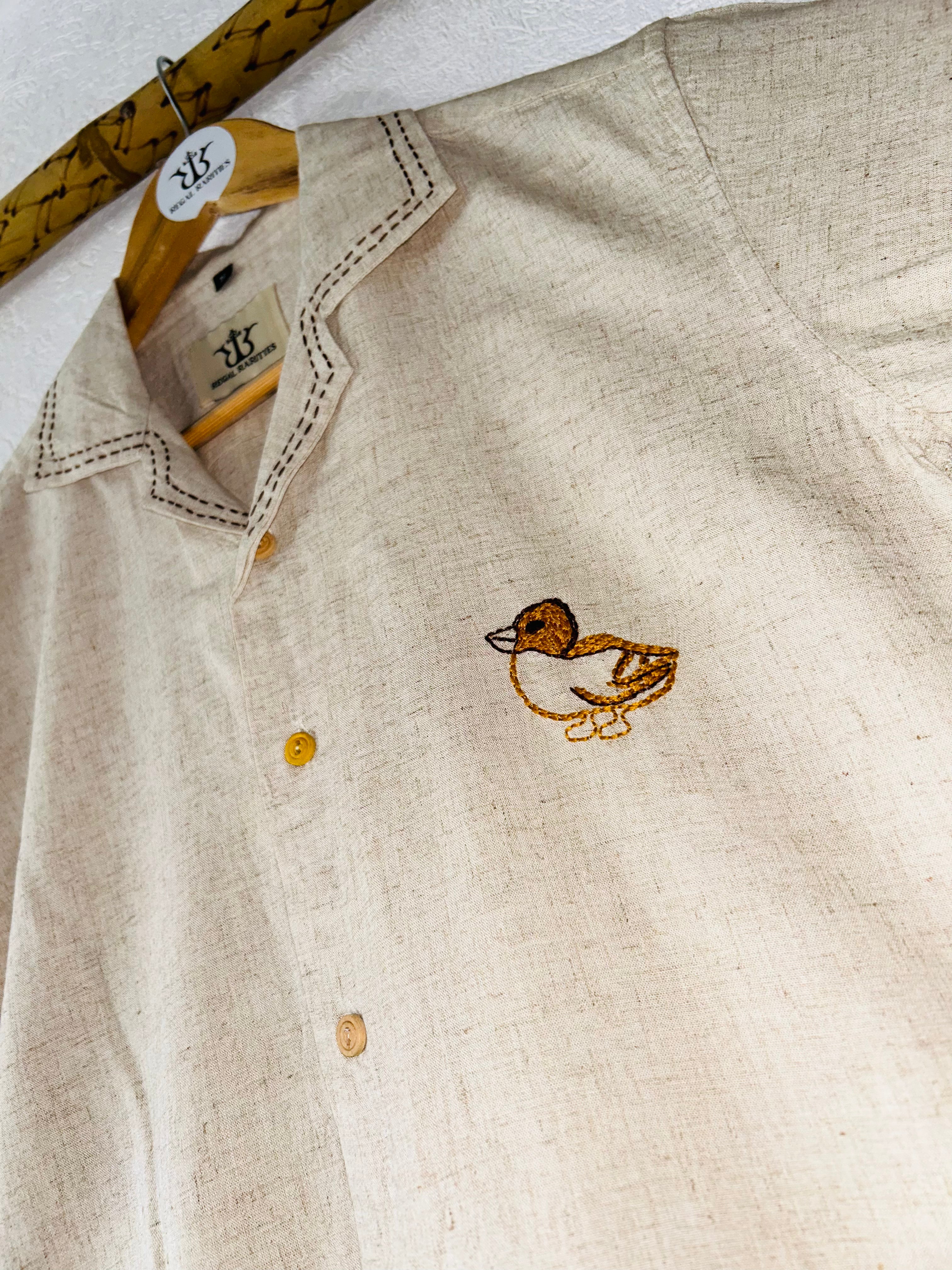 "Ducks on Parade" Hand Embroidered Shirt