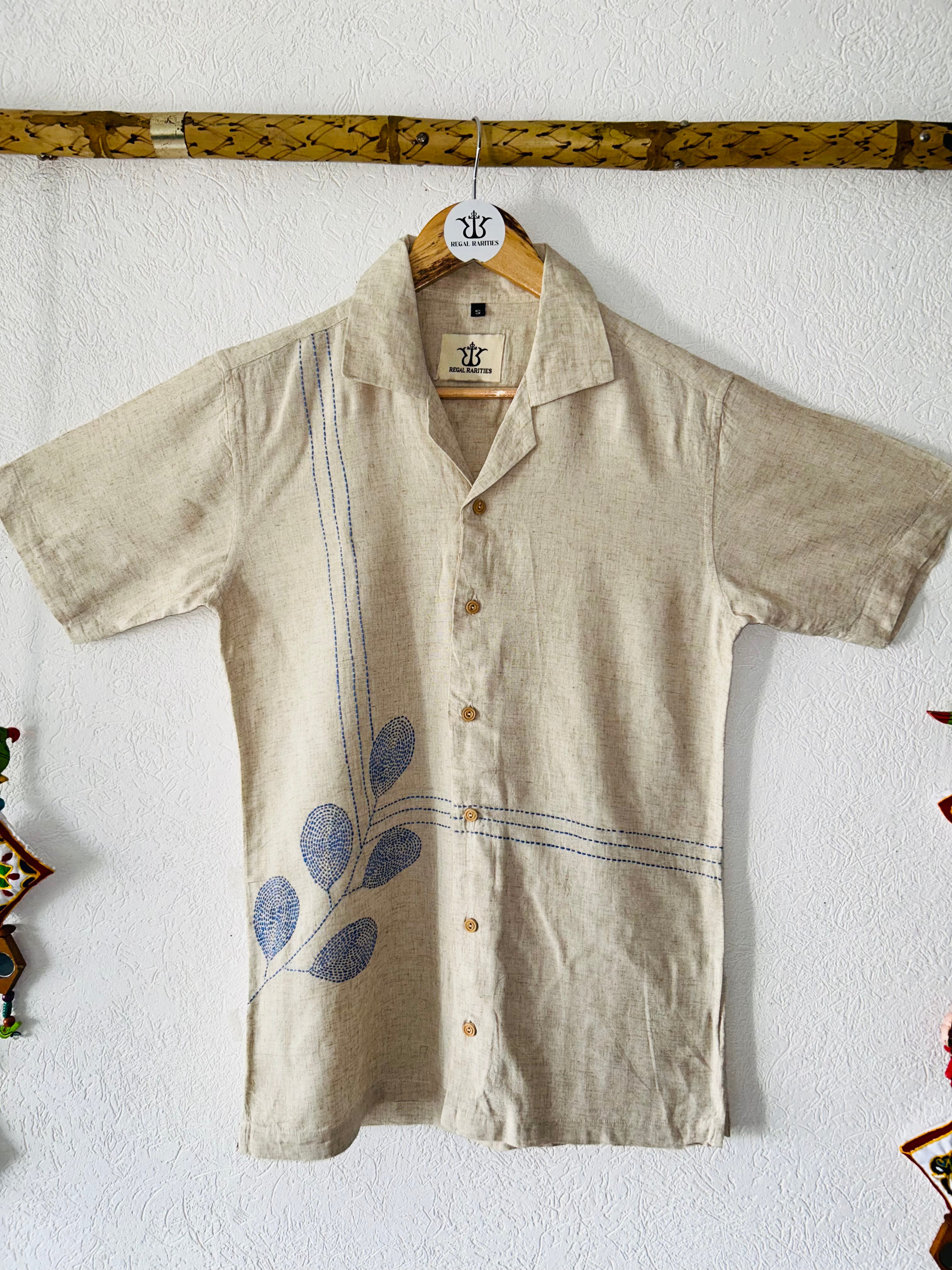 Designer embroidered shirt with Leaf Design