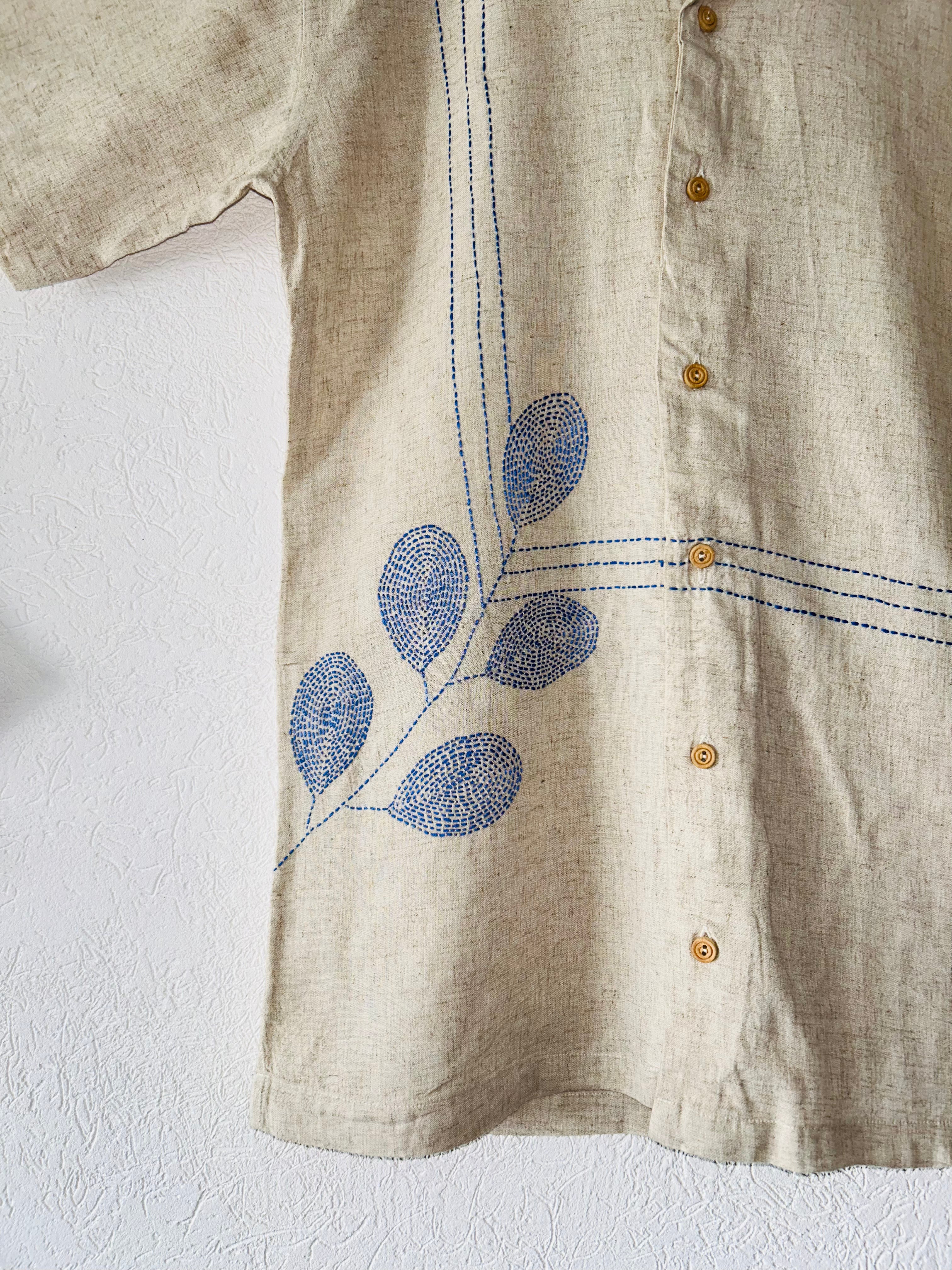 Designer embroidered shirt with Leaf Design