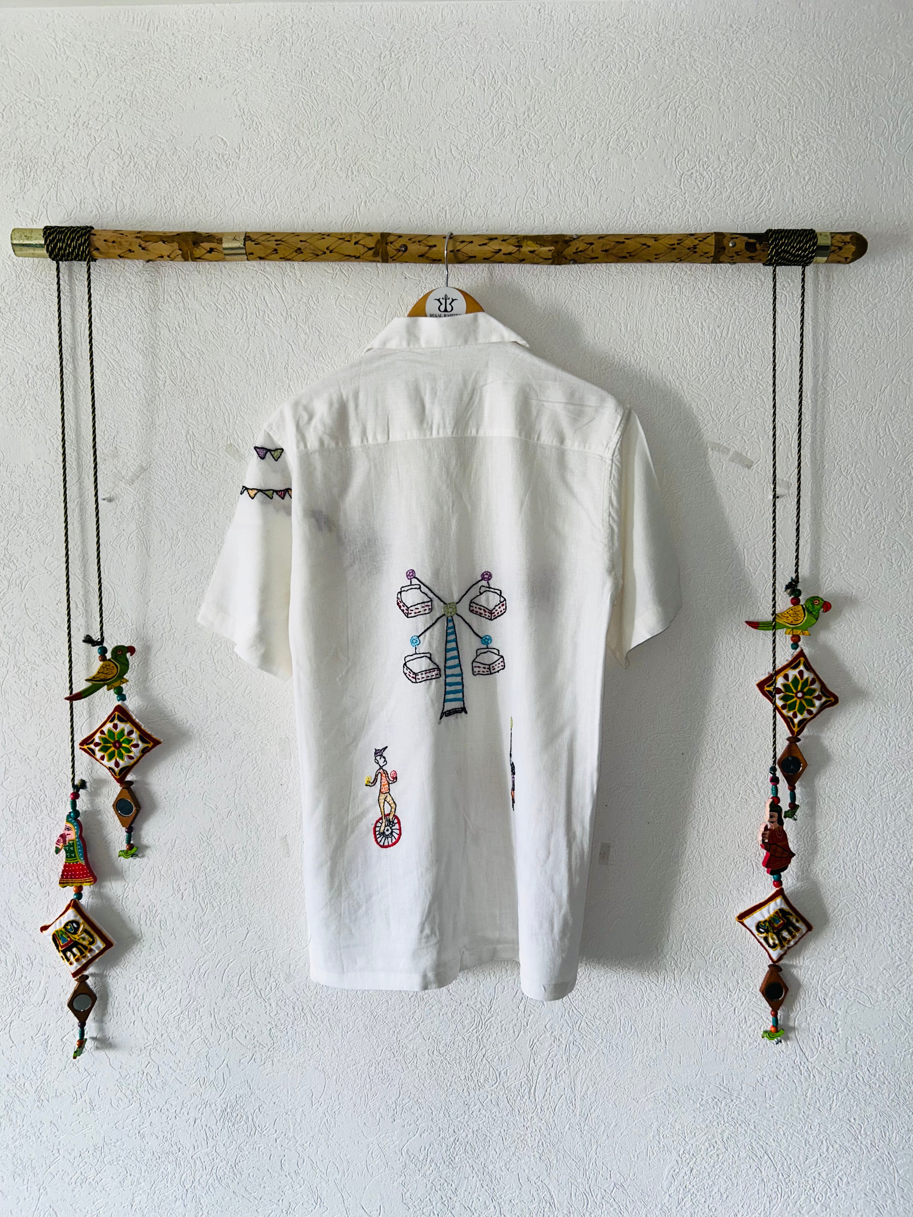 "Festive Fairground" Hand Embroidered Shirt