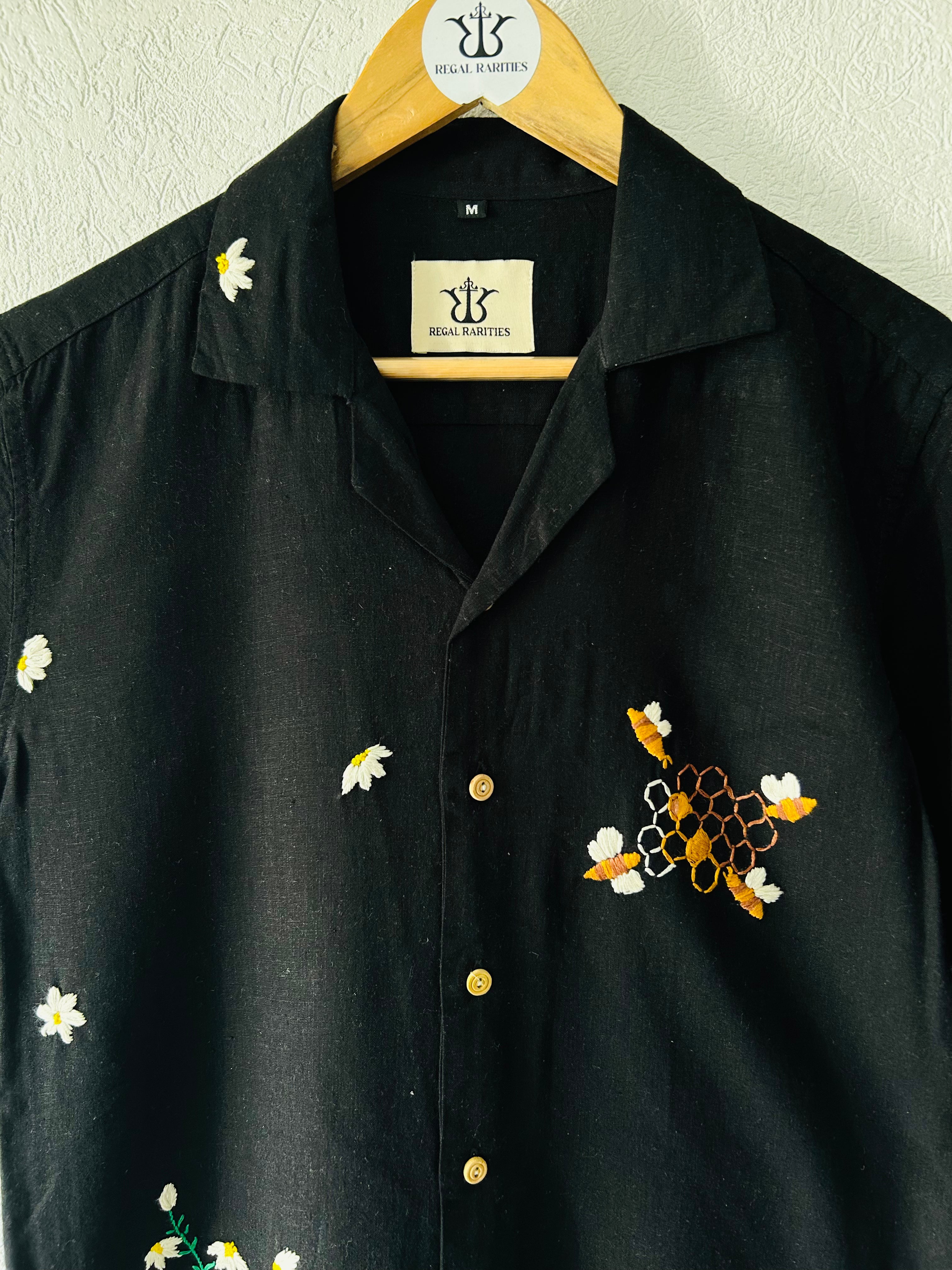 "Plant Bees" Hand Embroidered Shirt