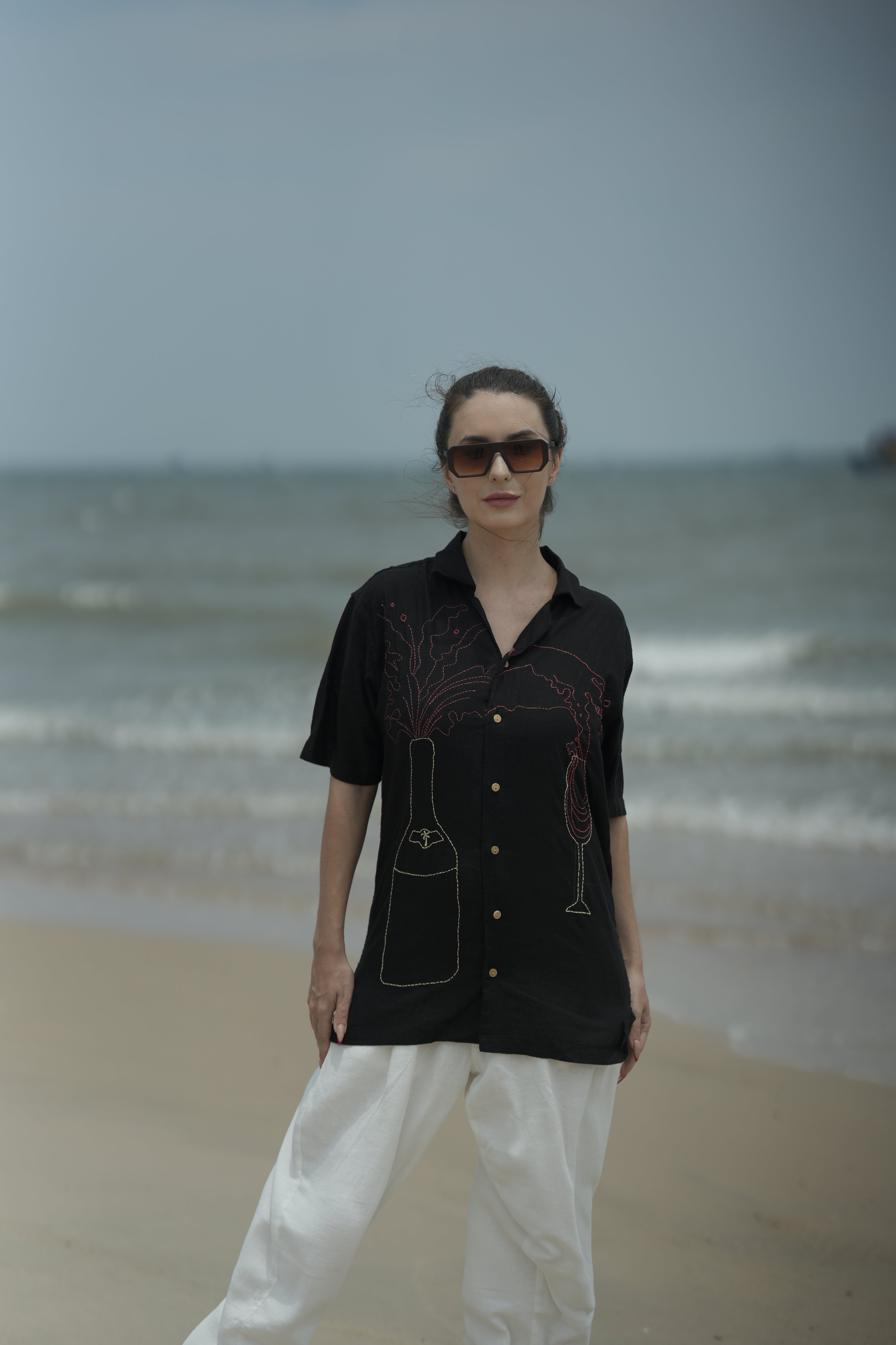 embroidered shirt for womens with Champagne Celebration art
