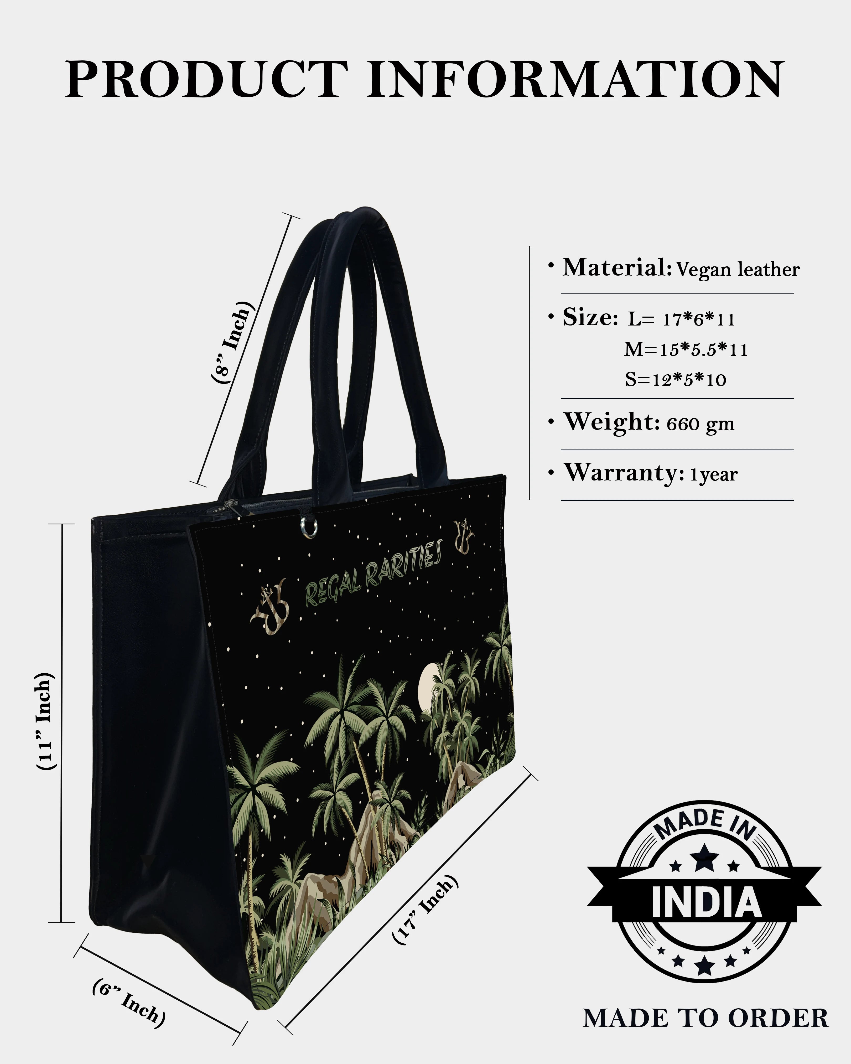 Palm Grove Under the Moon Customized Tote Bag –  Wild Nature Night Scene
