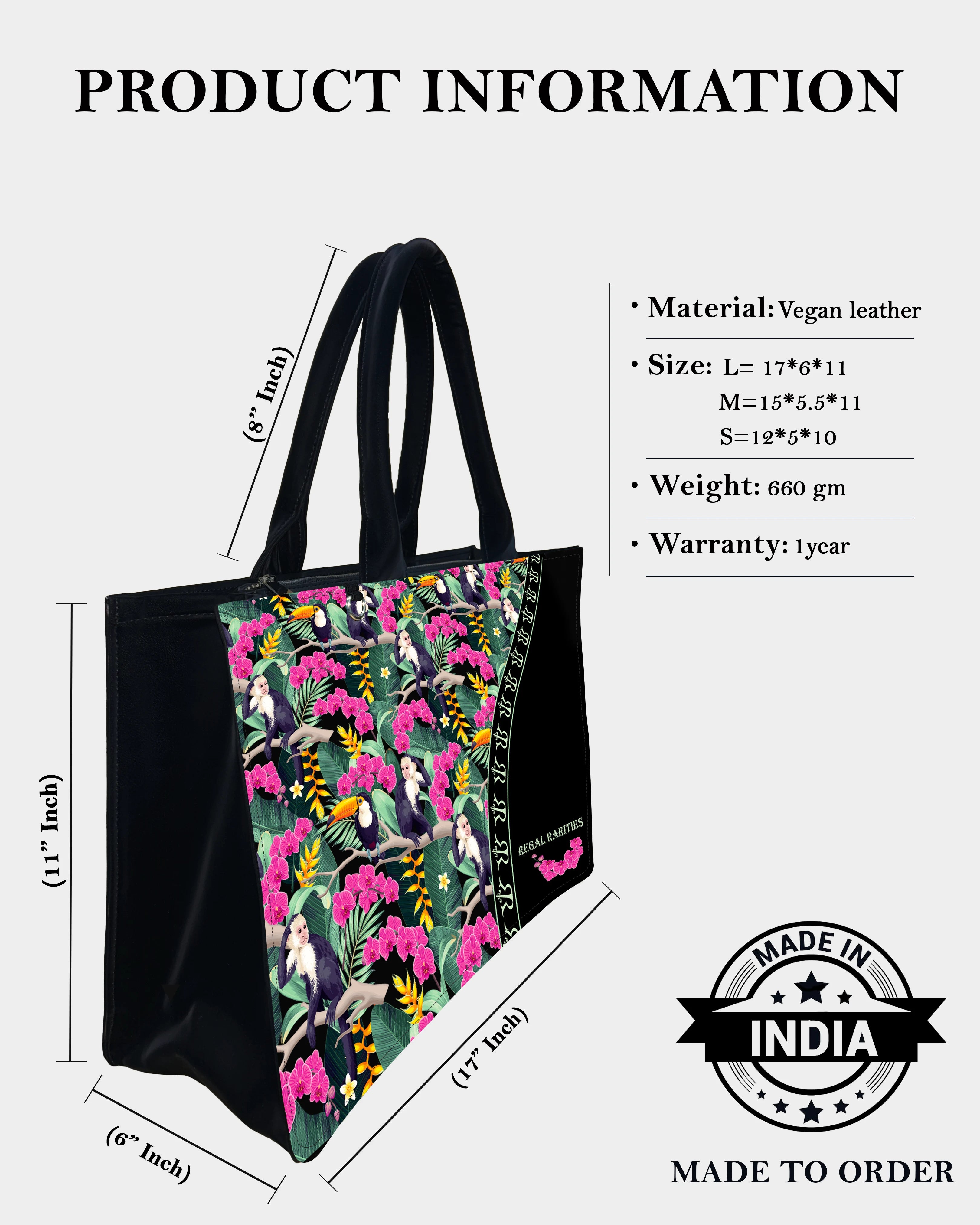 Pink Flower Monkey Customized Tote Bag– Tropical & Fun Gift Idea