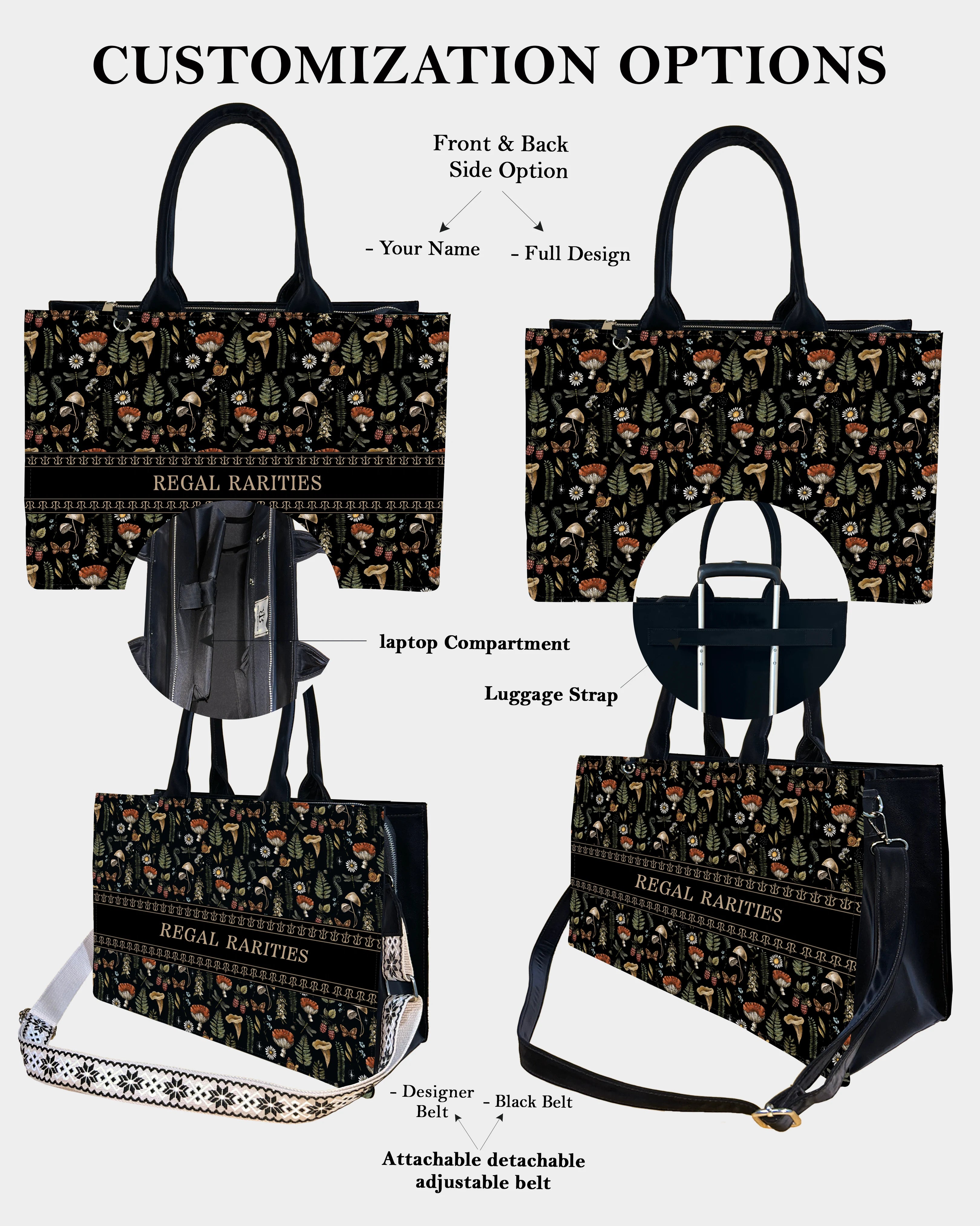 Mushroom Garden Customized Tote Bag – Vintage & Nature-Inspired