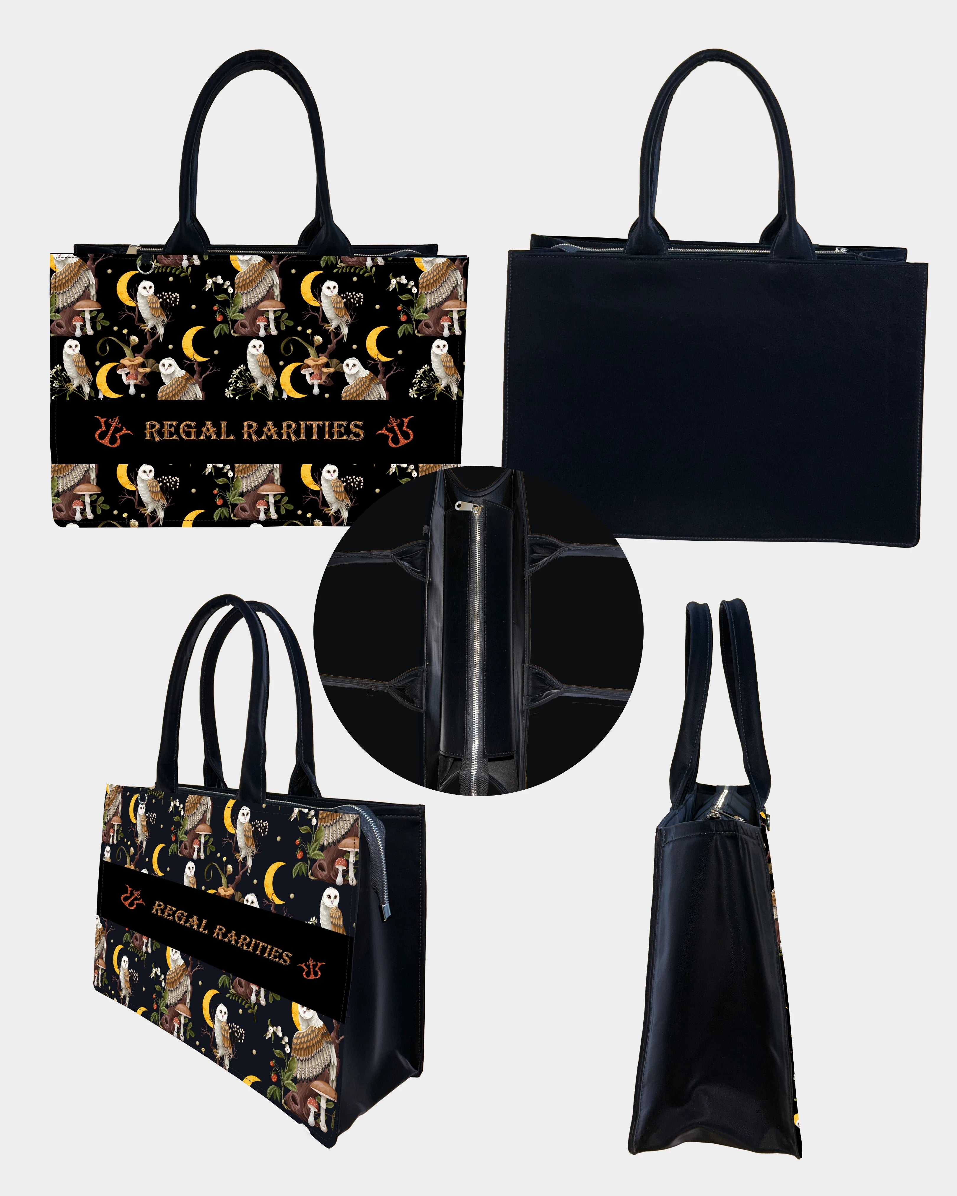 Celestial Owl & Mushroom Customized Tote Bag – Dreamy Woodland Whimsy