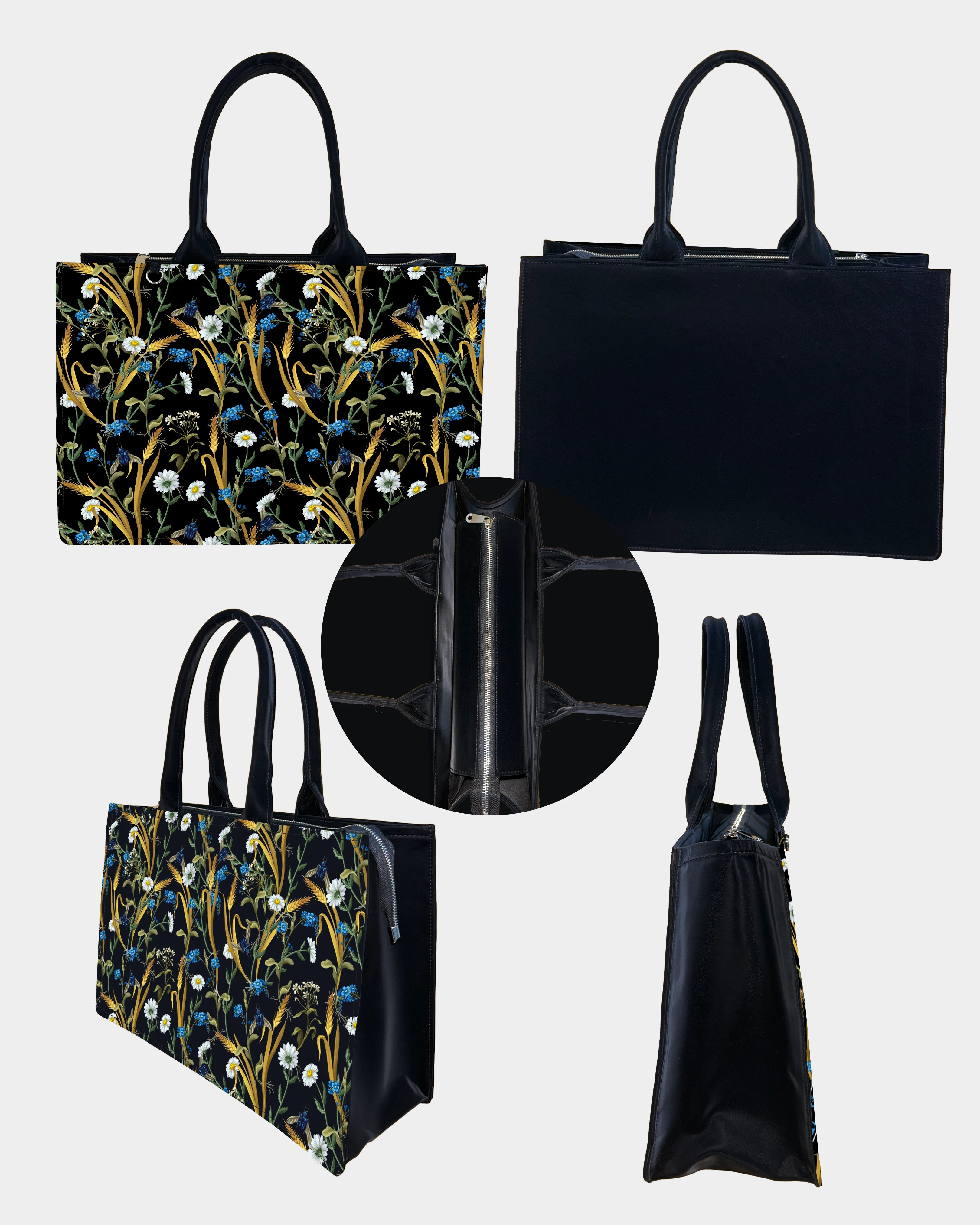 Chic Farm Field Floral Designer Tote Bag – Daisies & Autumn Grains