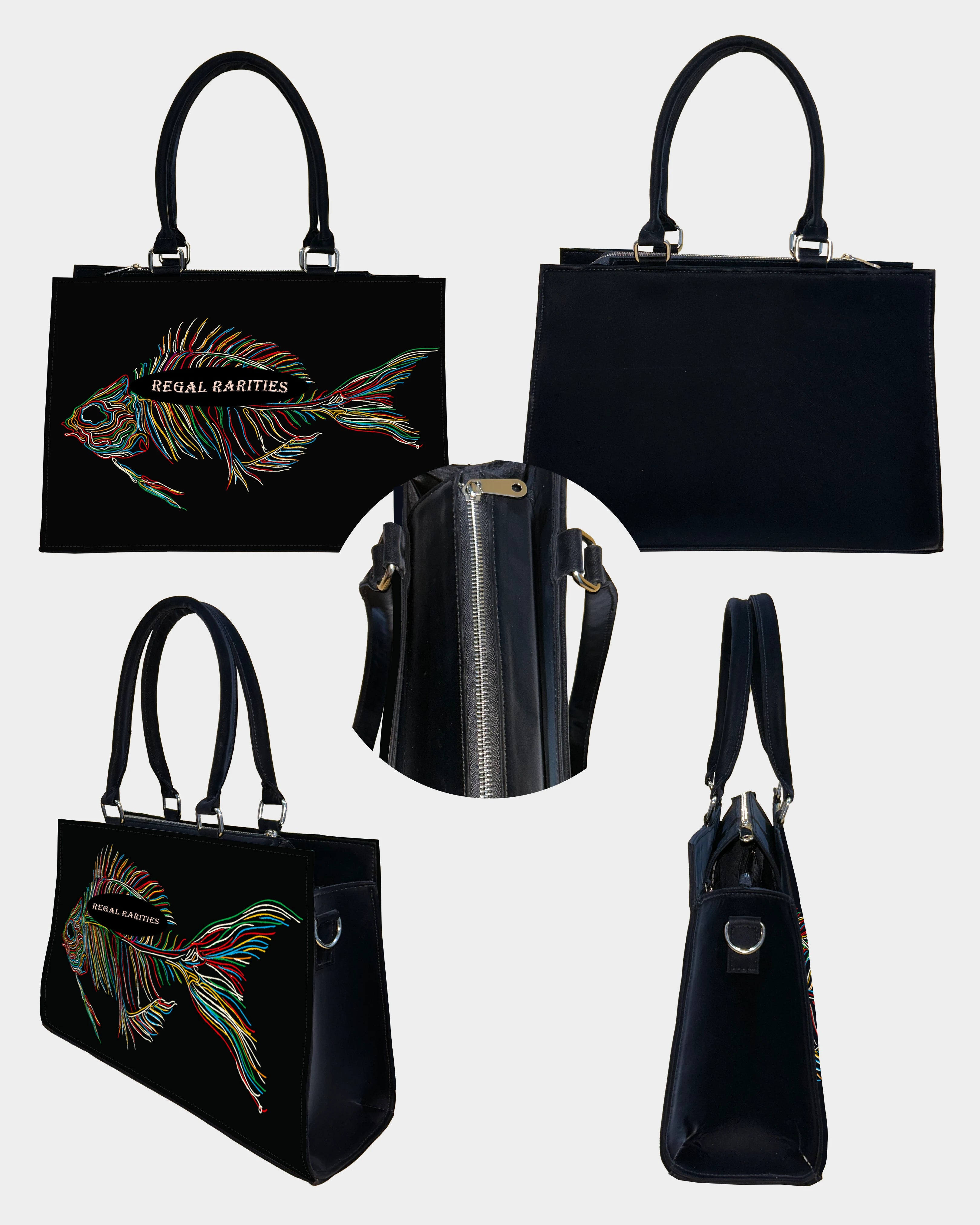 Colorful Fish Skeleton Customized Crossbody Sling Bag – Artistic & Edgy Design