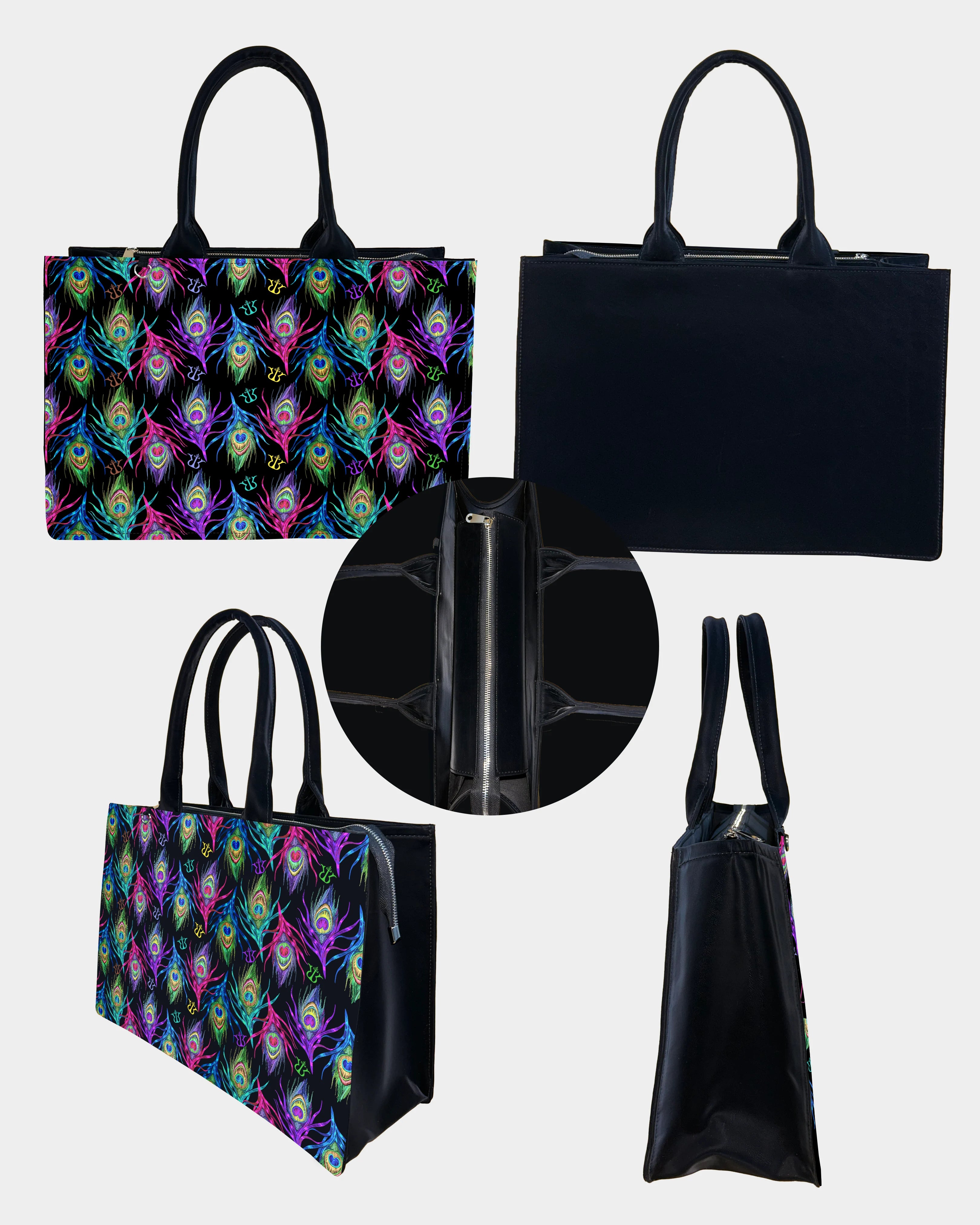 Ethnic Peacock Feather Designer Tote Bag – Elegant Festival Look