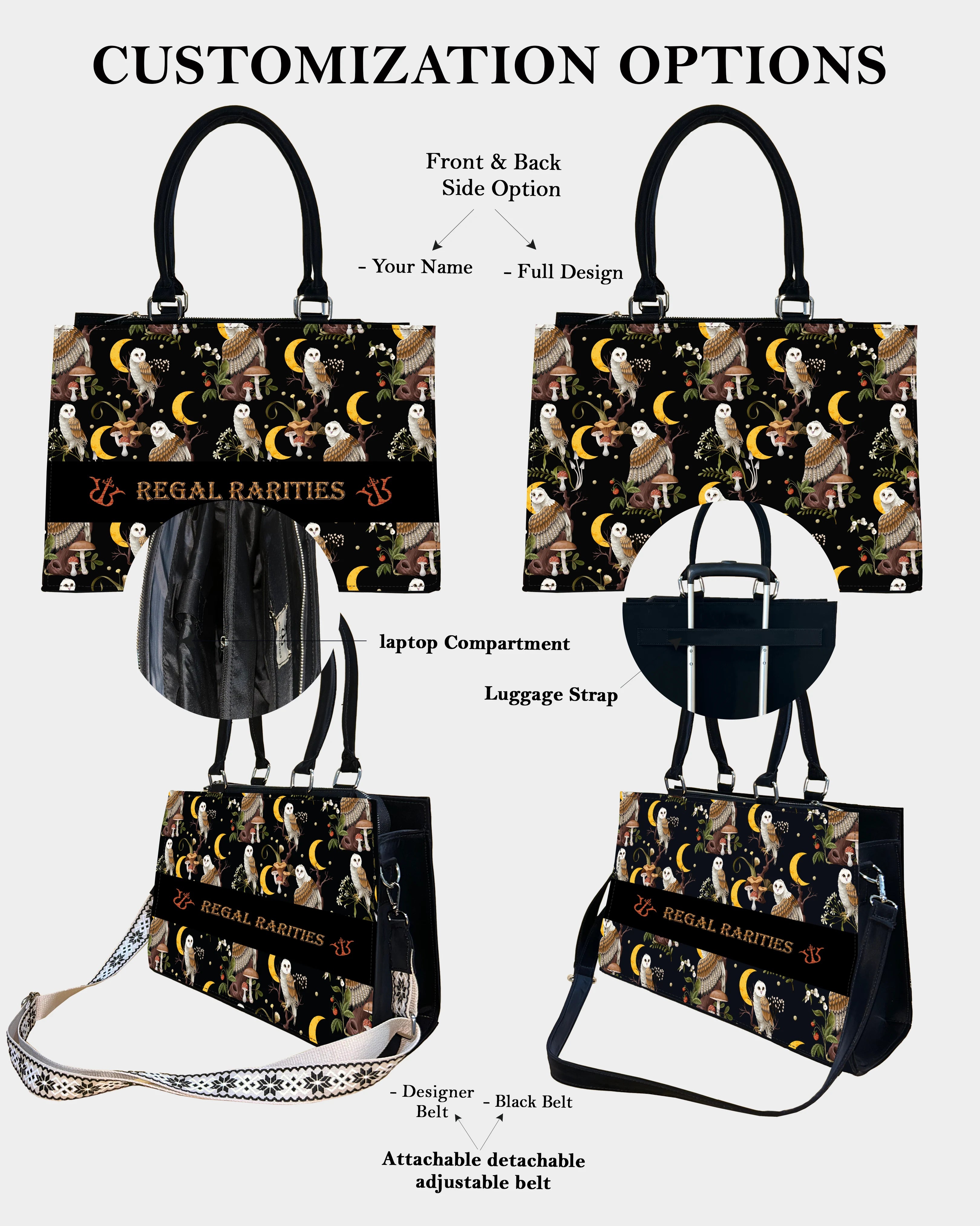Celestial Owl & Mushroom Customized Crossbody Sling Bag – Dreamy Woodland Whimsy