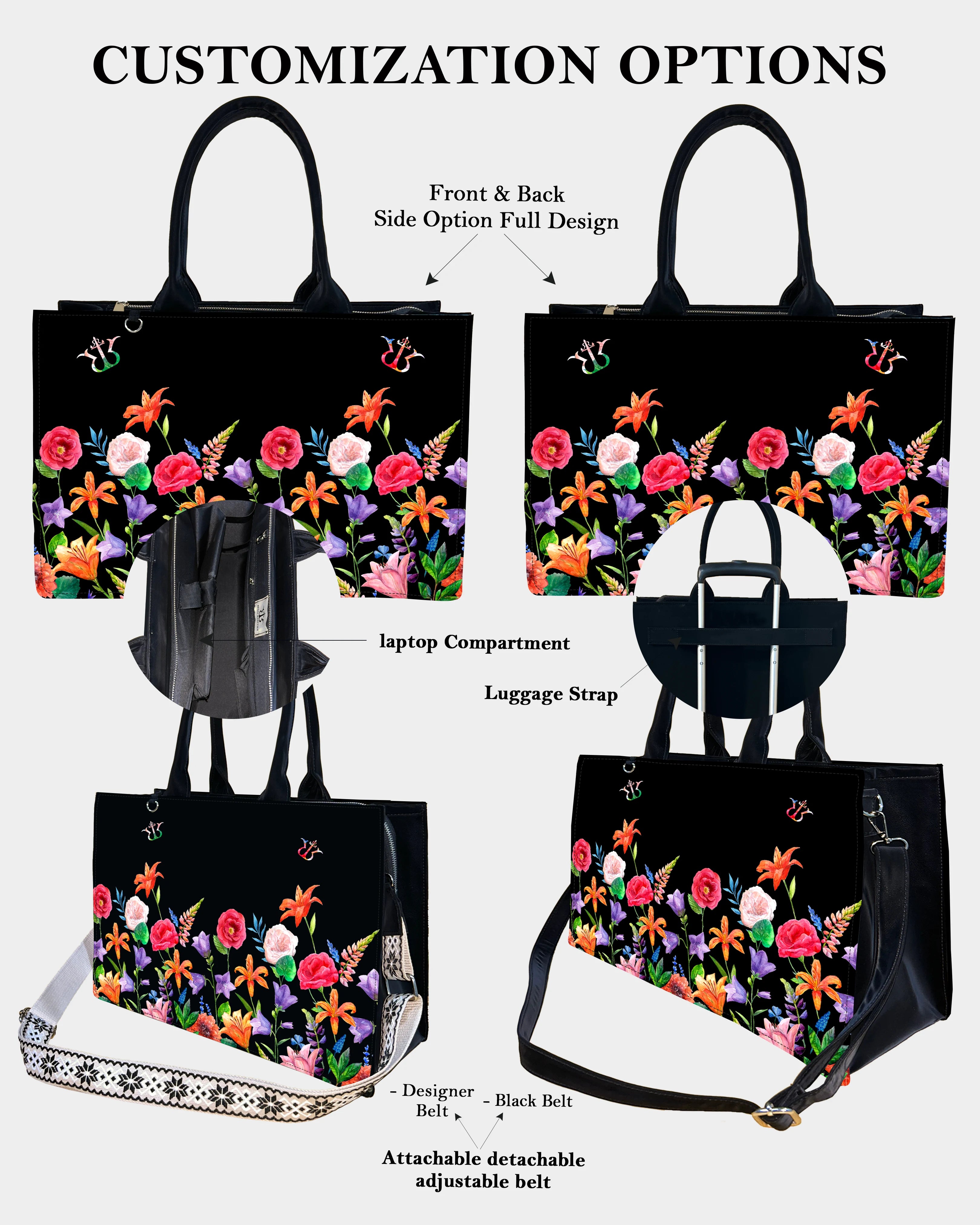 Modern Watercolor Floral Designer Tote Bag – Statement Artistic Style