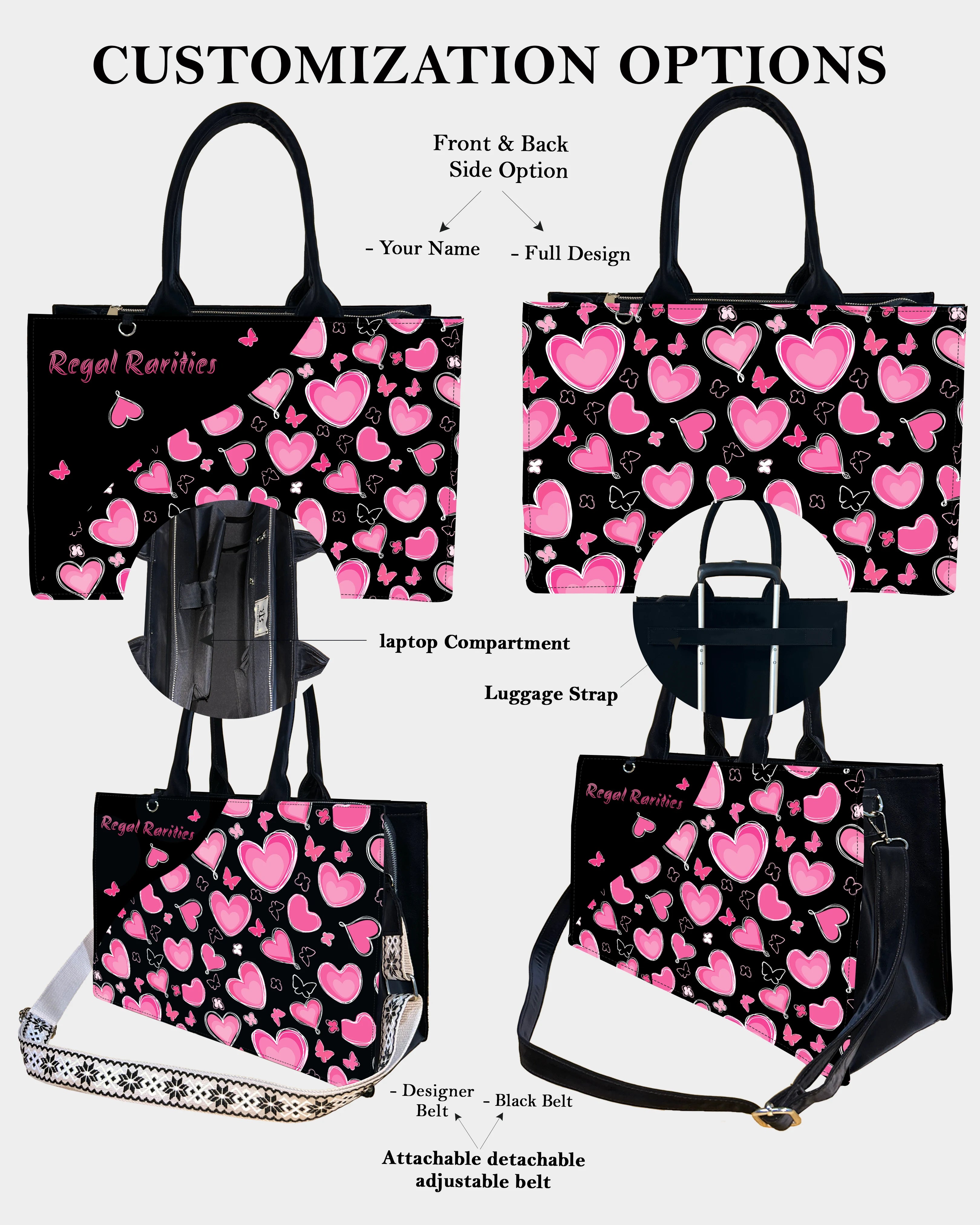 Pink Heart Customized Tote Bag – Trendy Gift Idea & Valentine Design