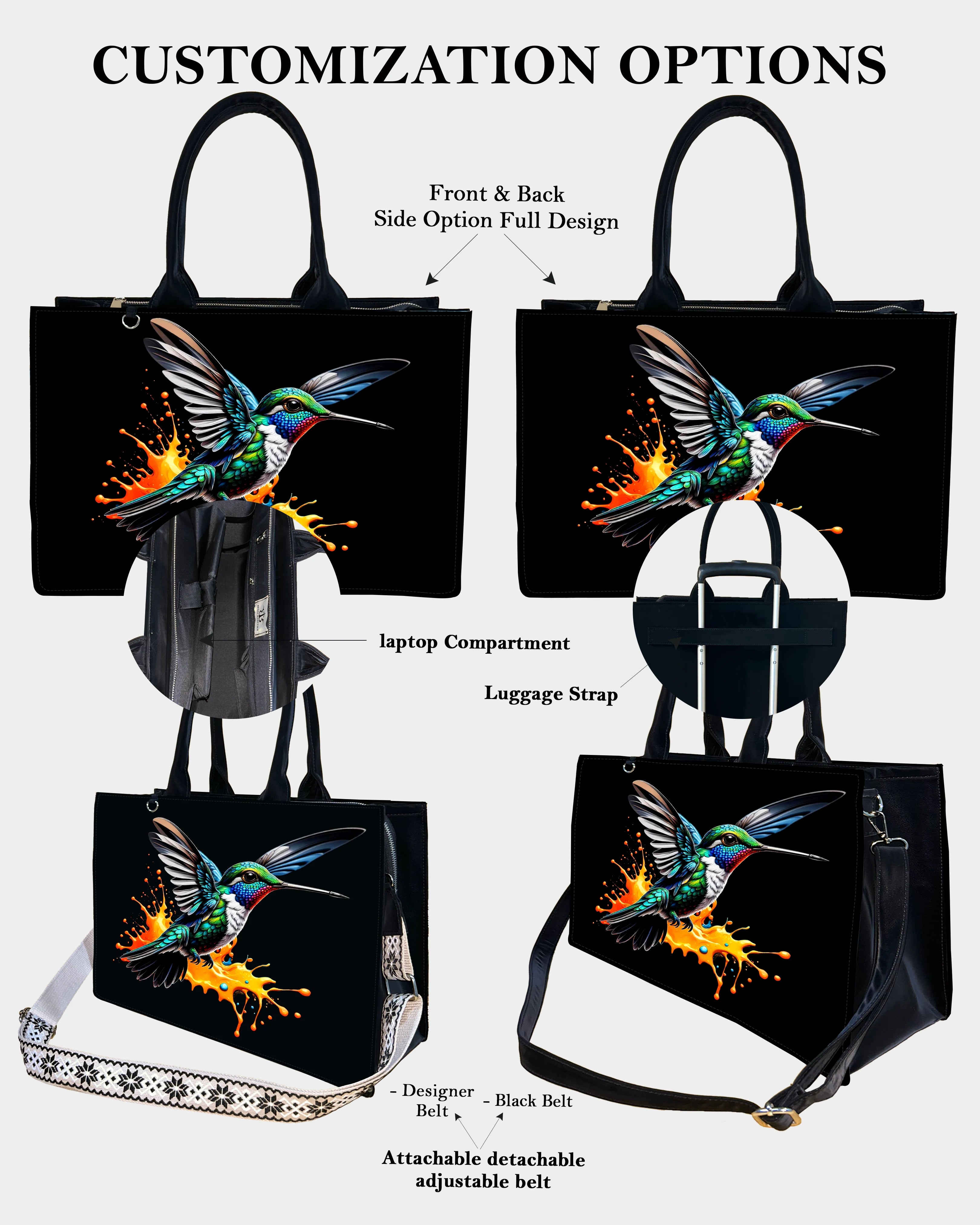 Sky Splash Hummingbird Designer Tote Bag – A Burst of Freedom