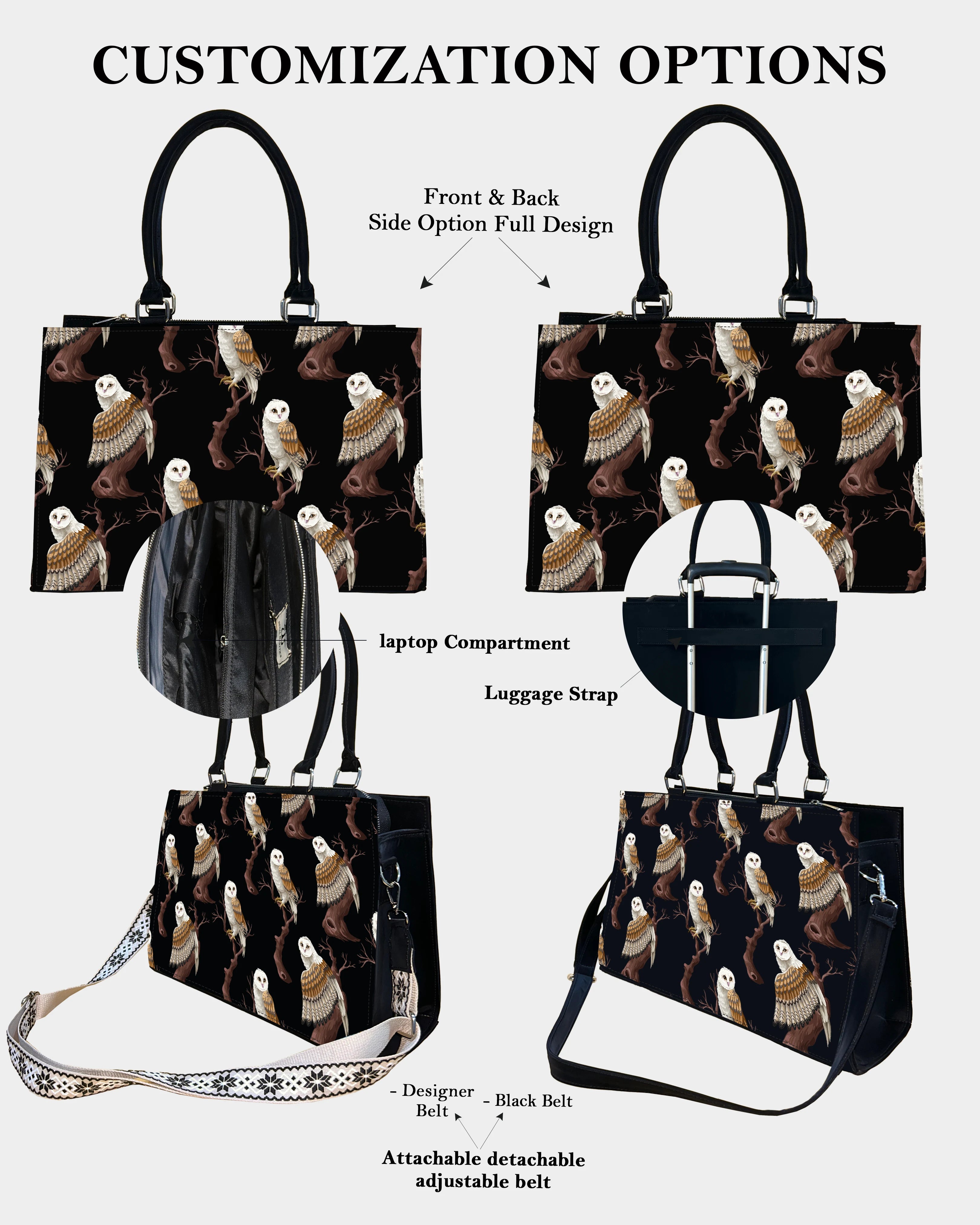 Owl in the Dark Designer Crossbody Sling Bag – Magical Nocturnal Mood
