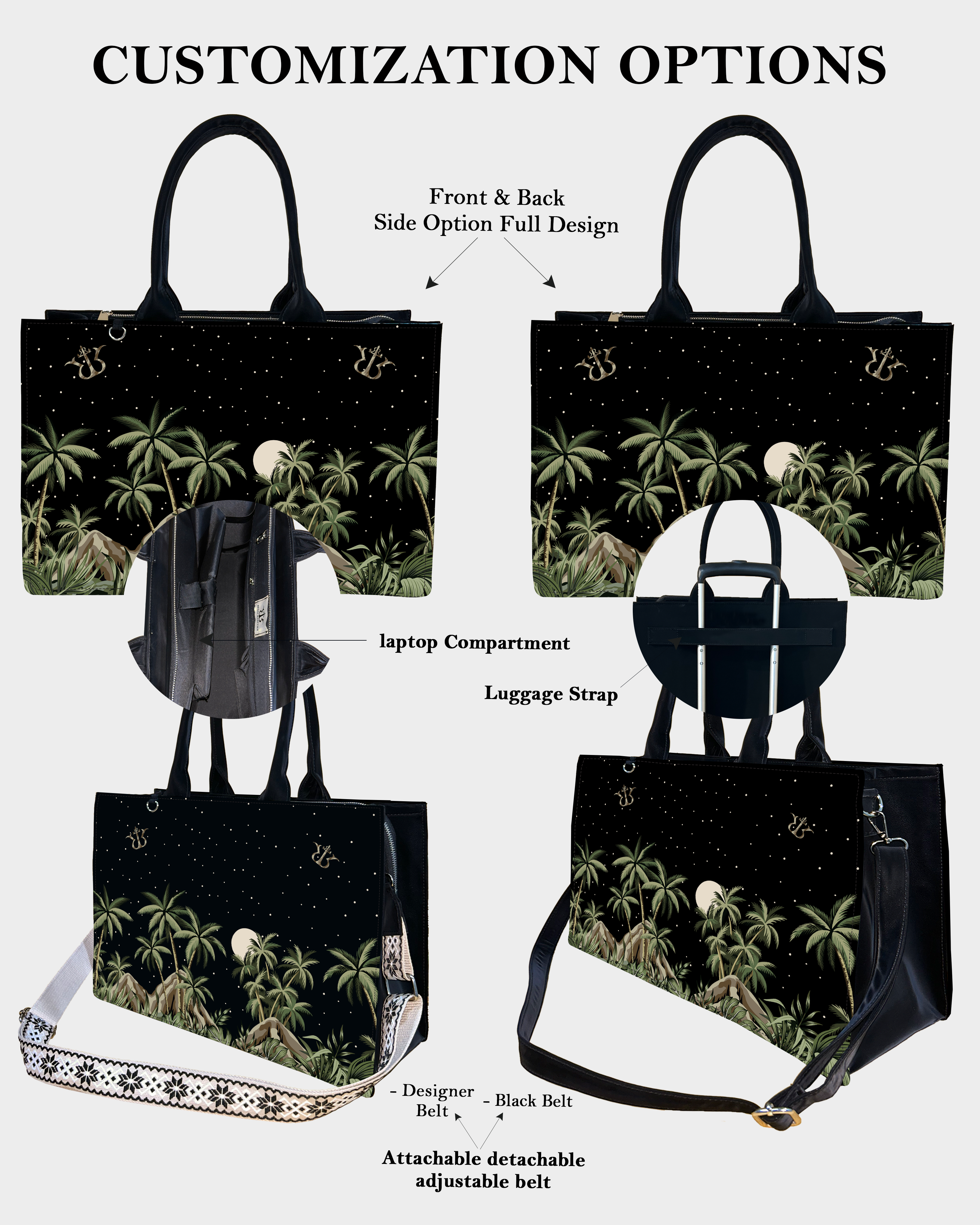 Palm Grove Under the Moon Designer Tote Bag –  Wild Nature Night Scene