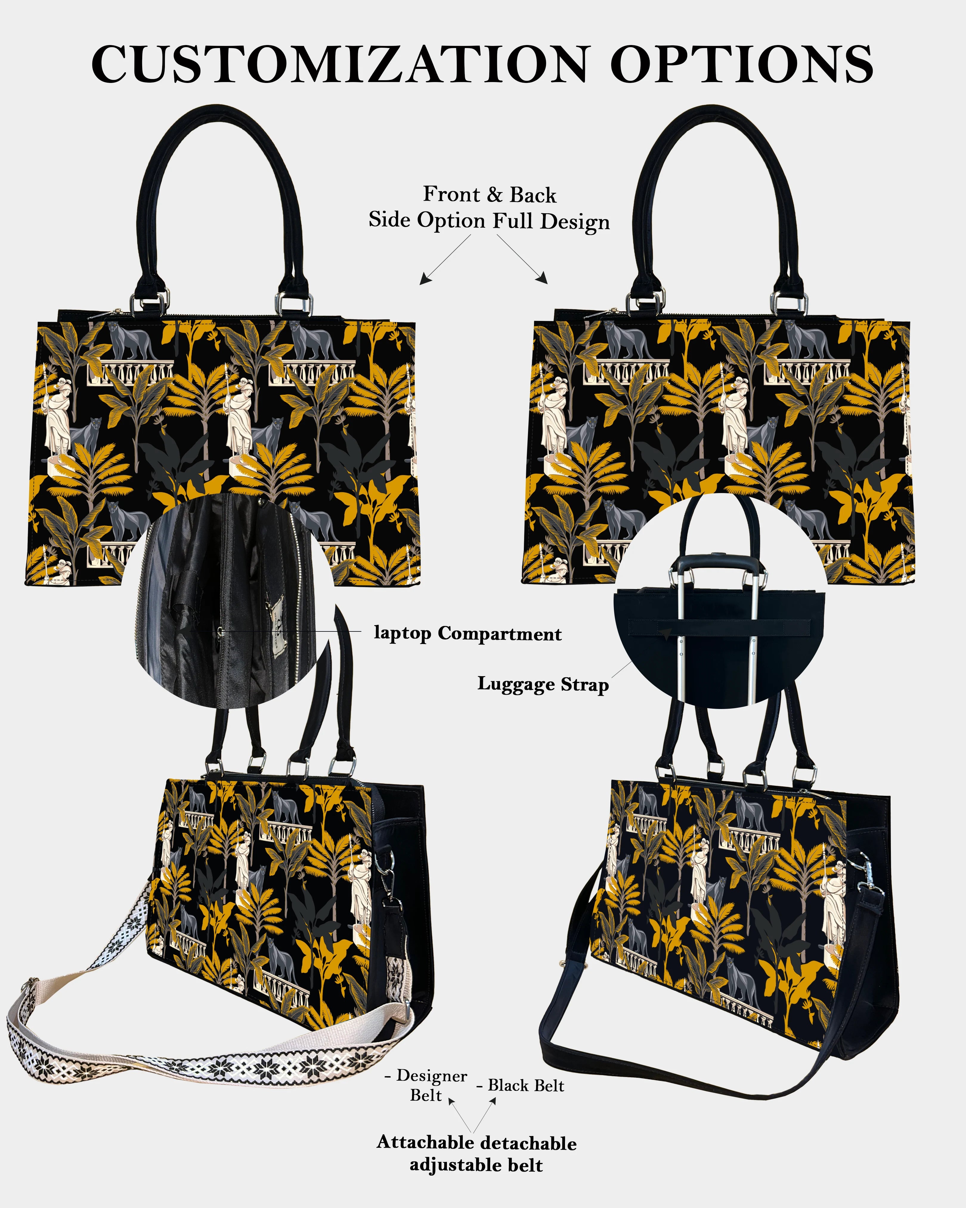 Black Panther & Palm Tree Designer Crossbody Sling Bag-Sweet & Colorful Design