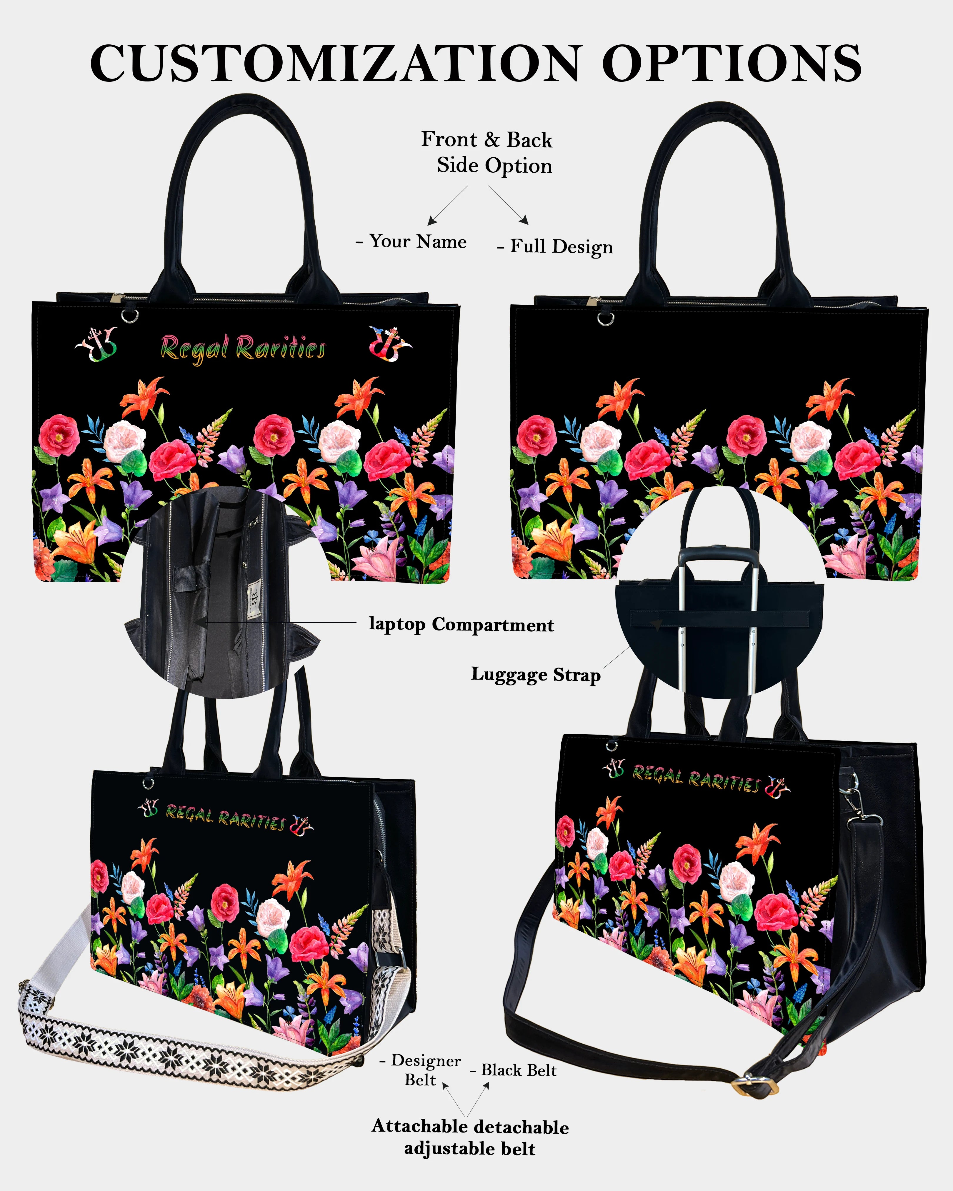 Modern Watercolor Floral Customized Tote Bag – Statement Artistic Style