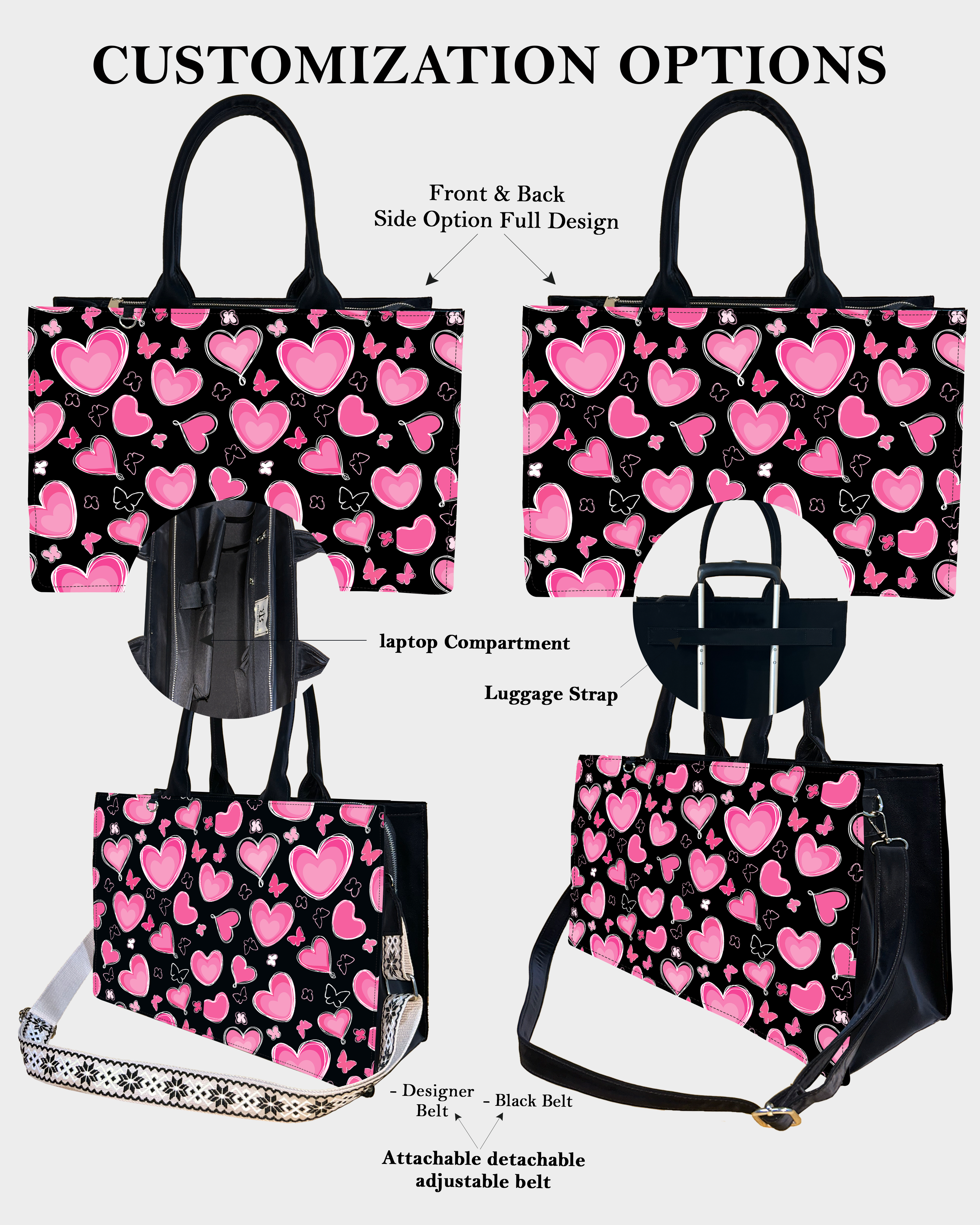 Pink Heart Designer Tote Bag – Trendy Gift Idea & Valentine Design