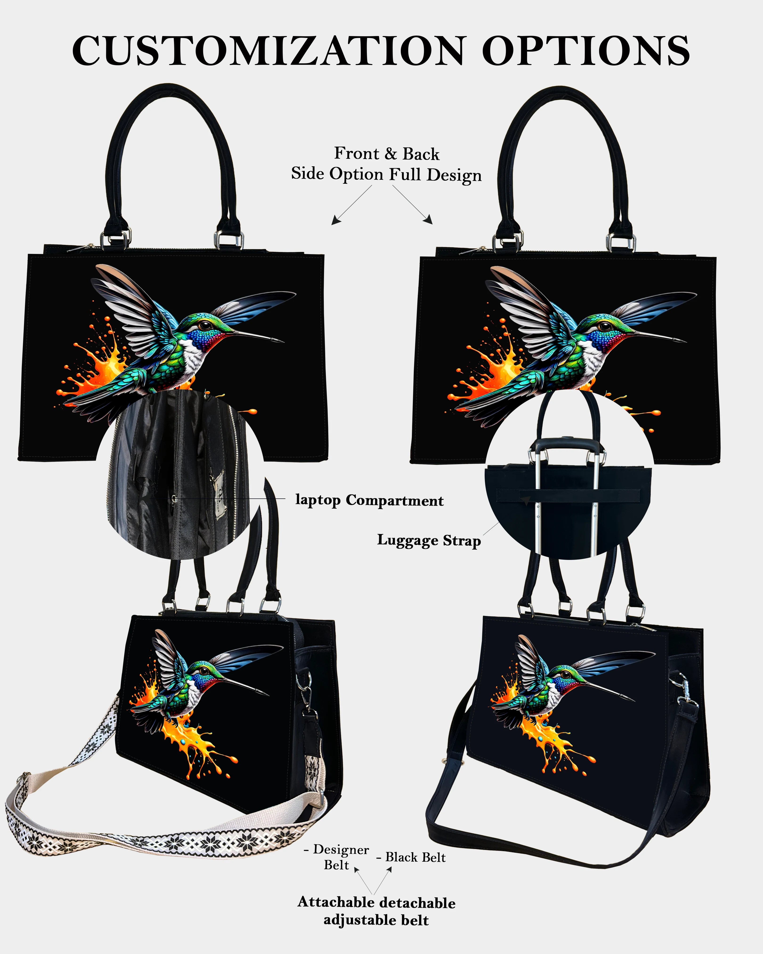 Sky Splash Hummingbird Designer Crossbody Sling Bag – A Burst of Freedom