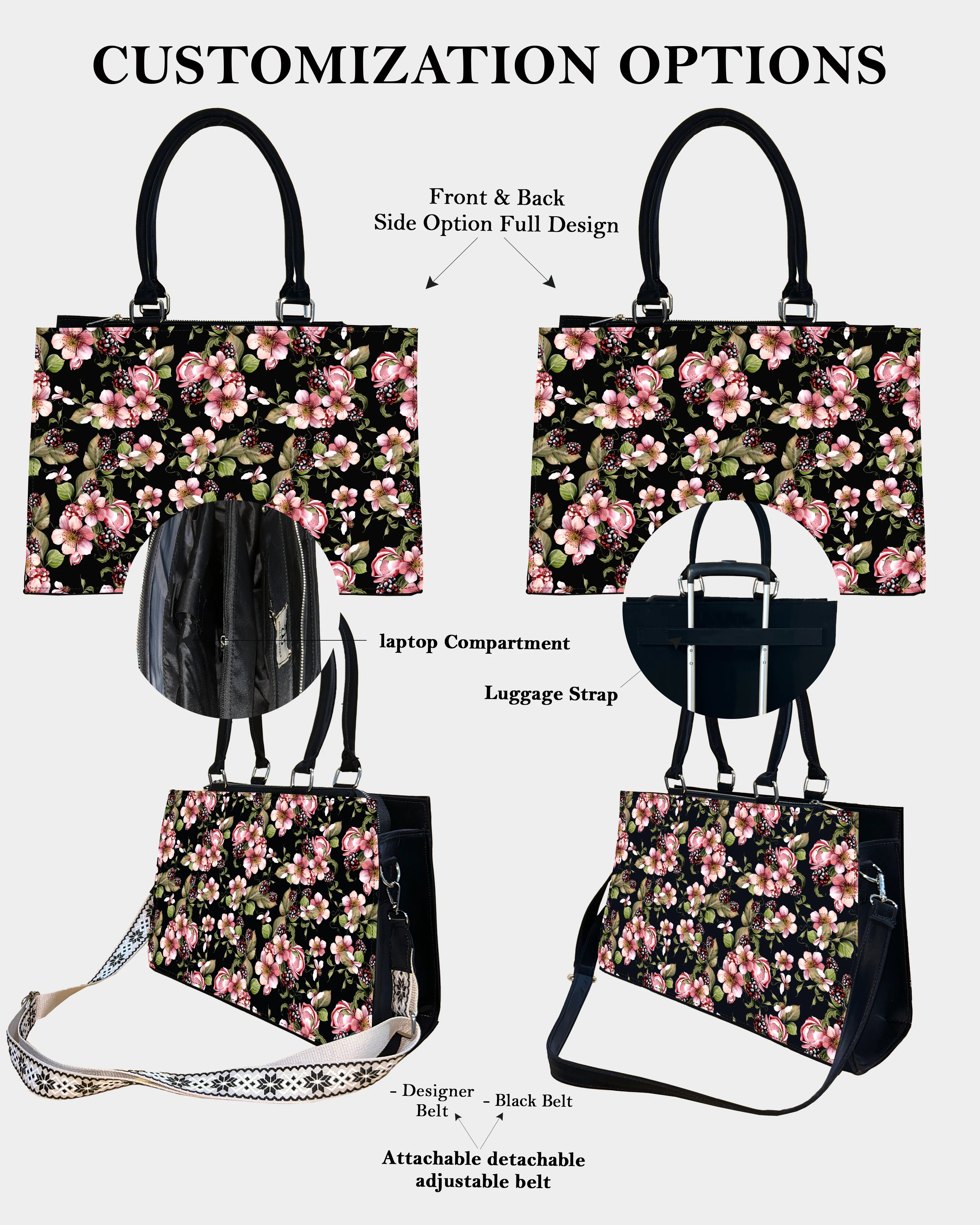 Twilight Blackberry Blossom Designer Crossbody Sling Bag – Bold, Botanical & Bespoke