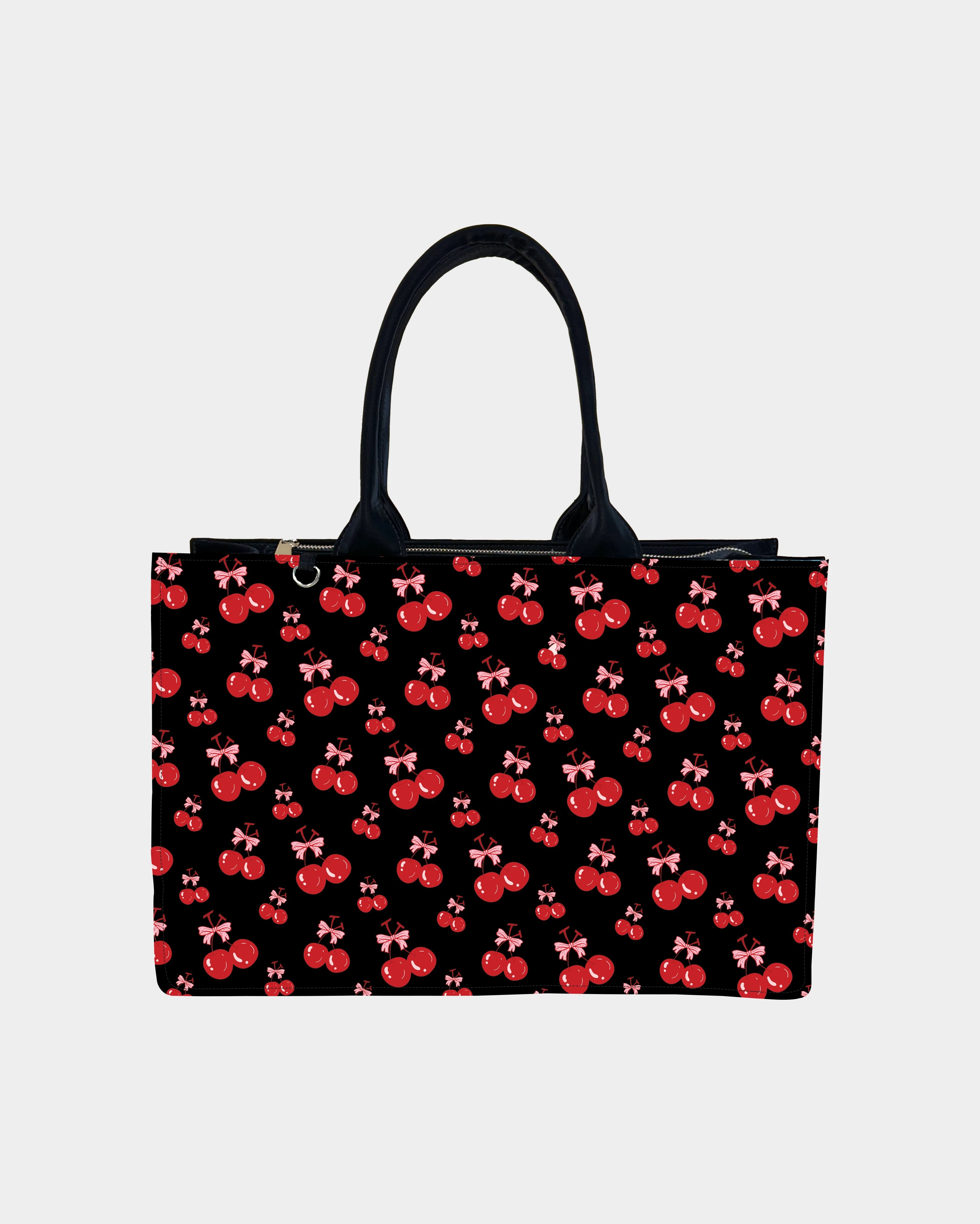 Cherry Love Bow Designer Tote Bag – Cute & Trendy Design