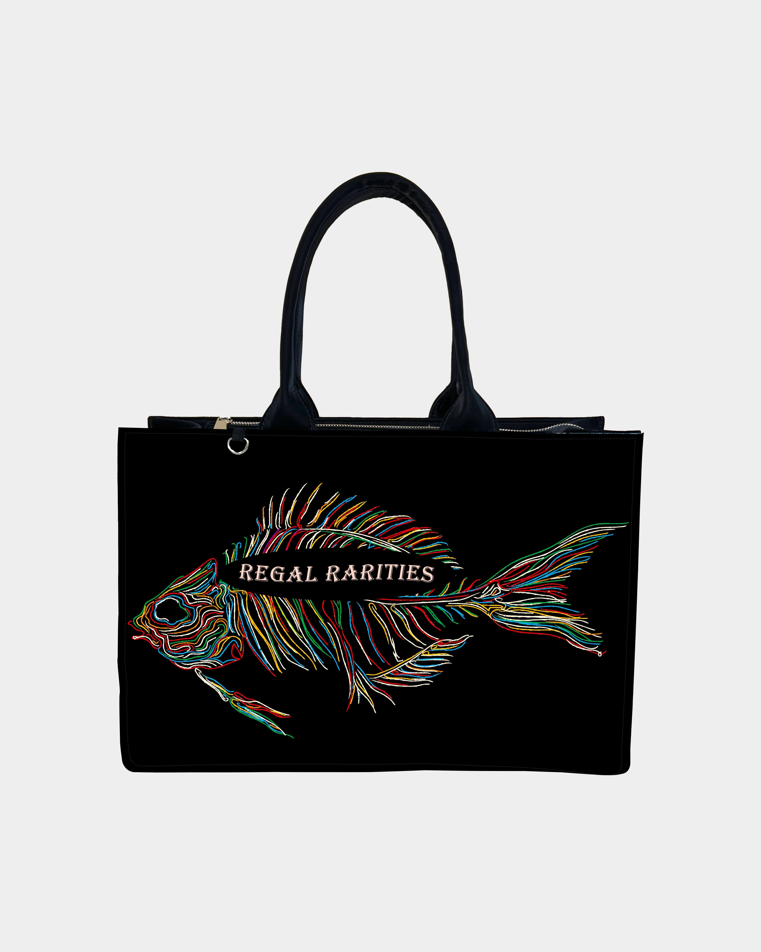 Colorful Fish Skeleton Customized Tote Bag – Artistic & Edgy Design