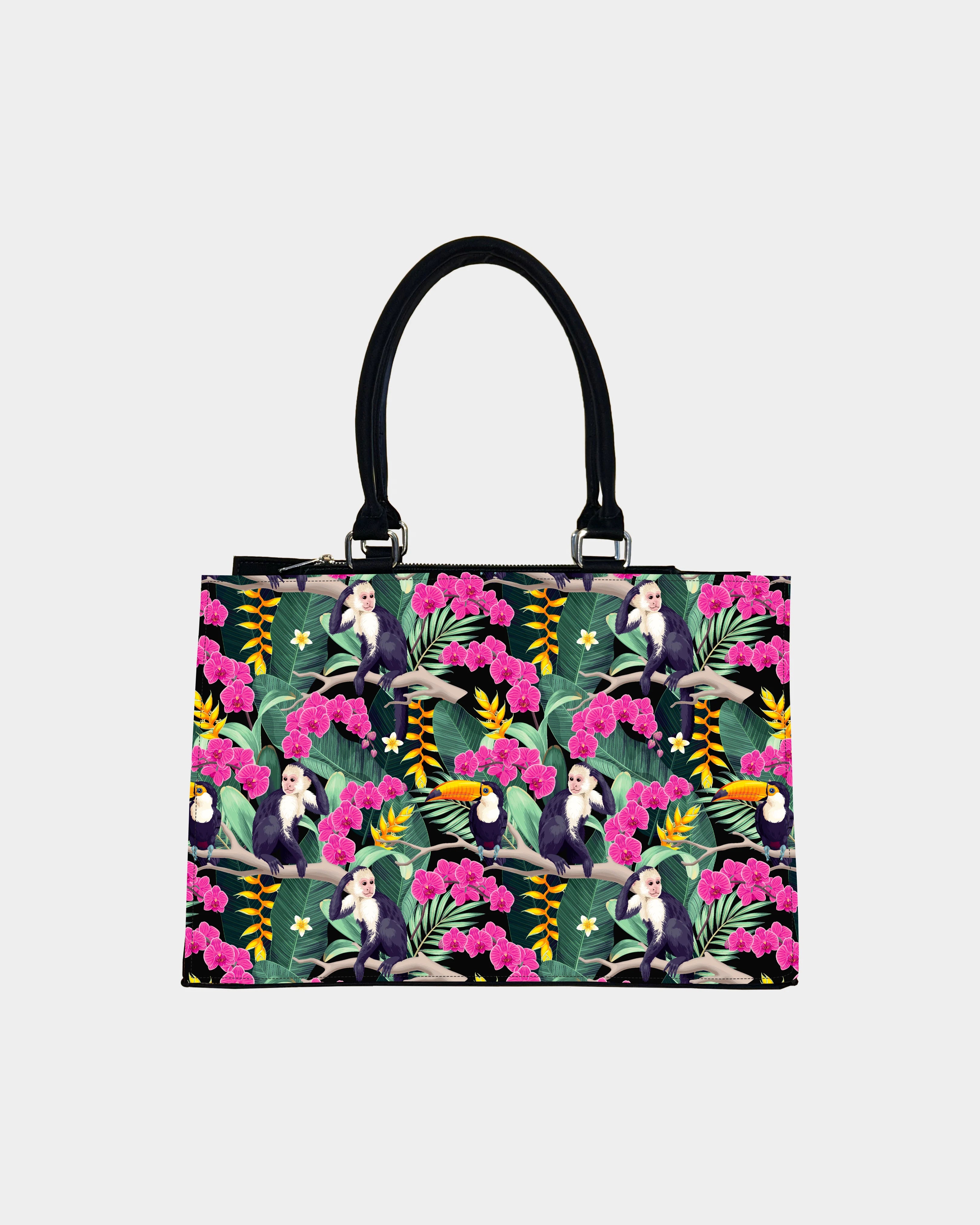 Pink Flower Monkey Designer Crossbody Sling Bag– Tropical & Fun Gift Idea