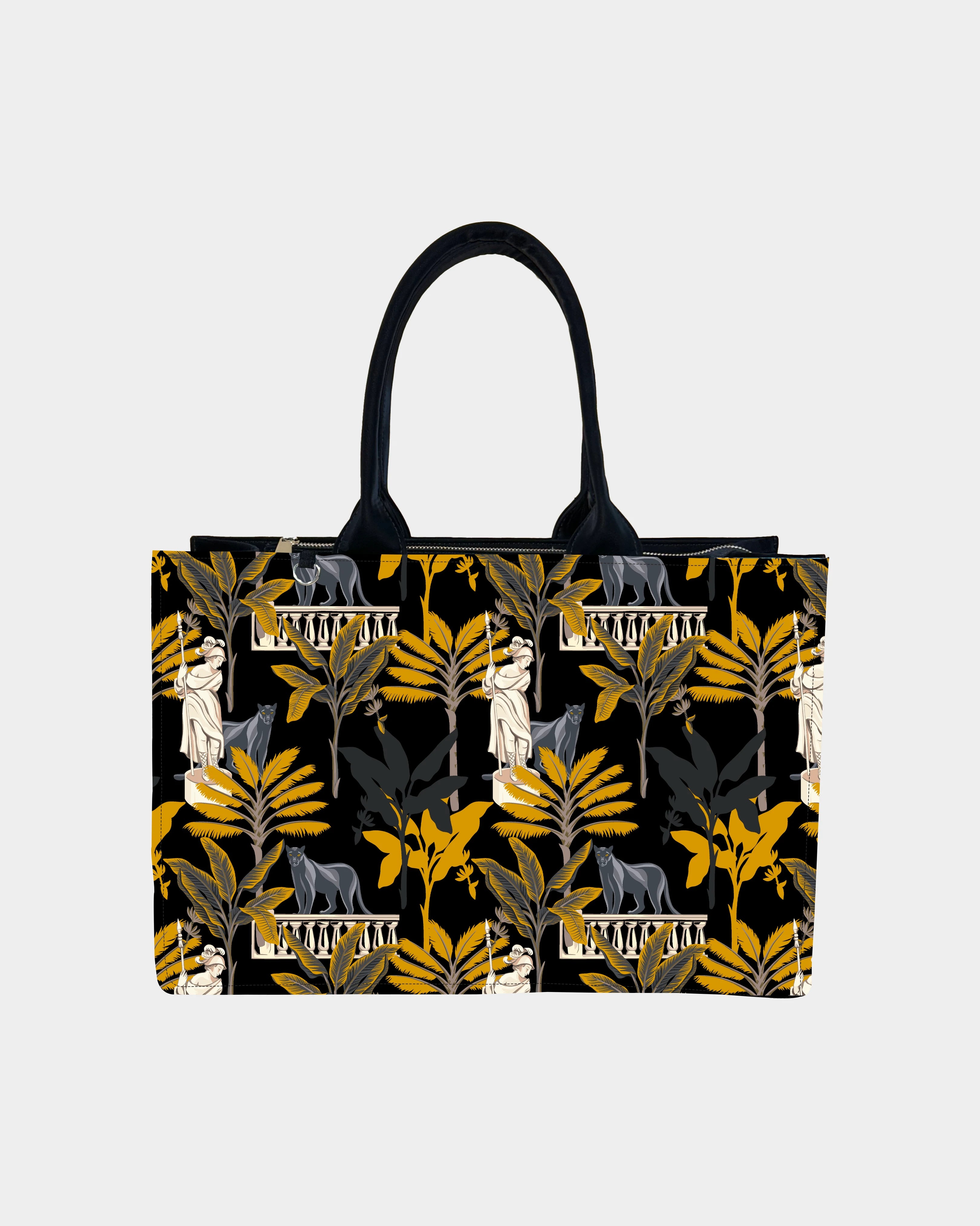 Black Panther & Palm Tree Designer Tote Bag-Sweet & Colorful Design