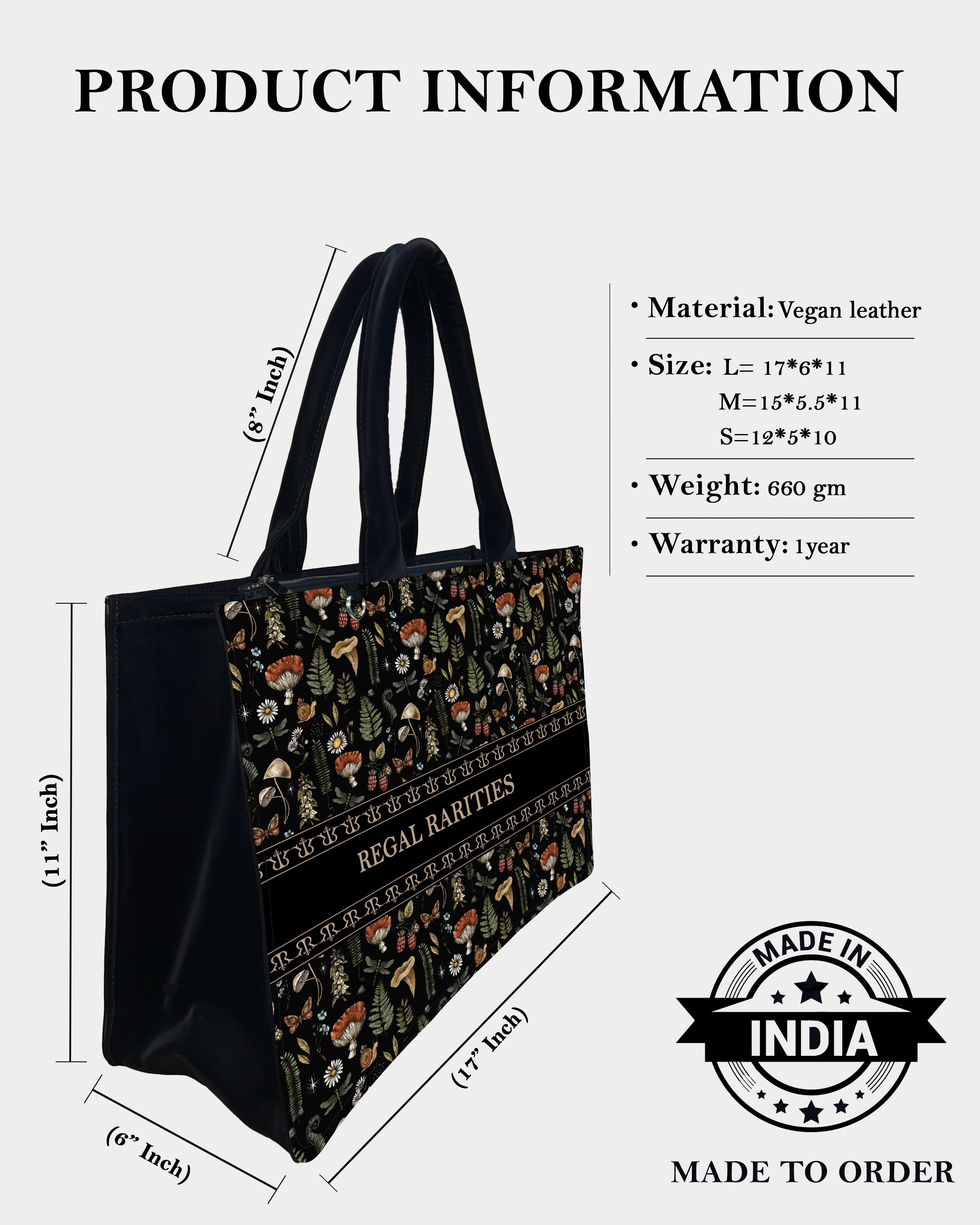 Mushroom Garden Customized Tote Bag – Vintage & Nature-Inspired