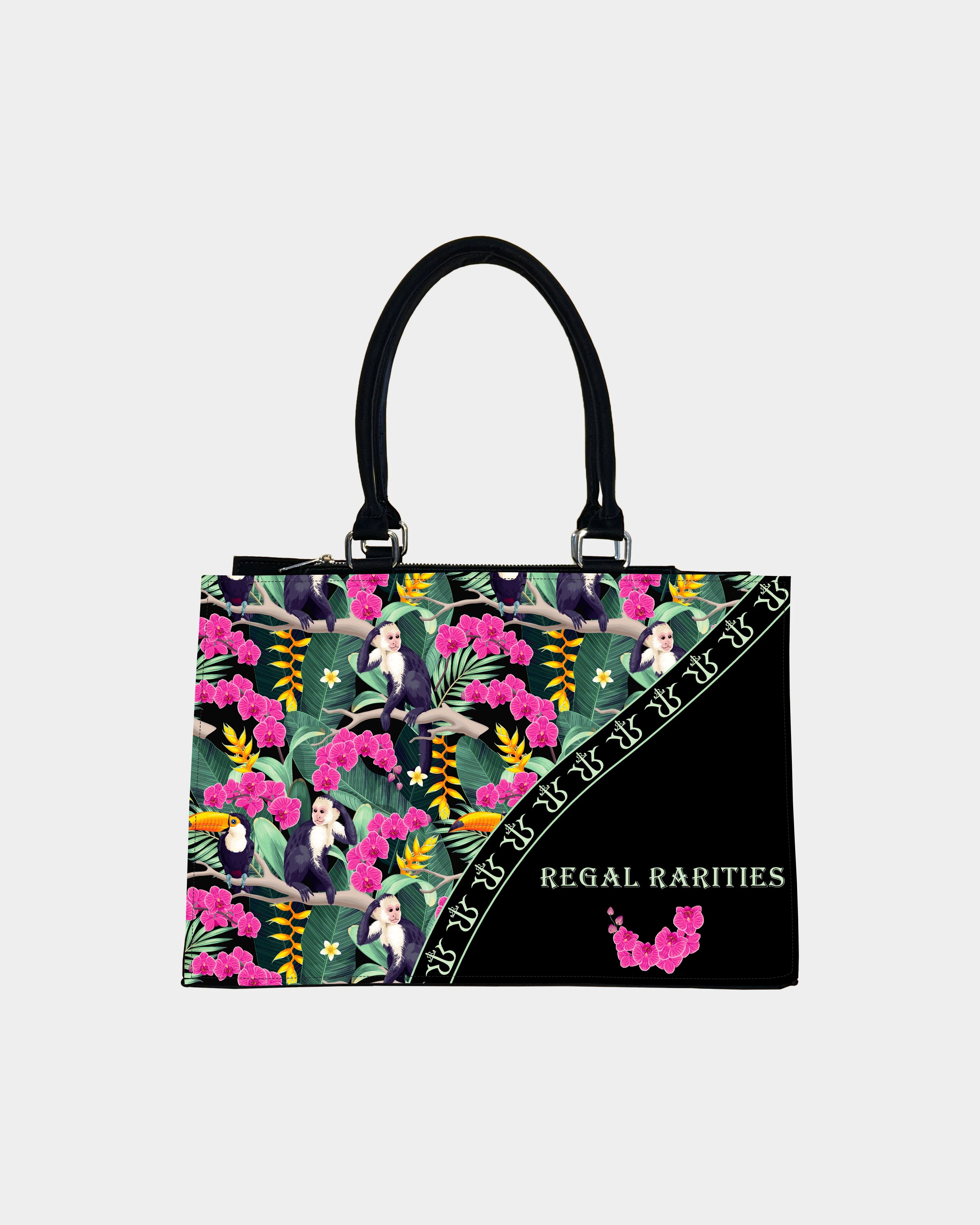 Pink Flower Monkey Customized Crossbody Sling Bag– Tropical & Fun Gift Idea