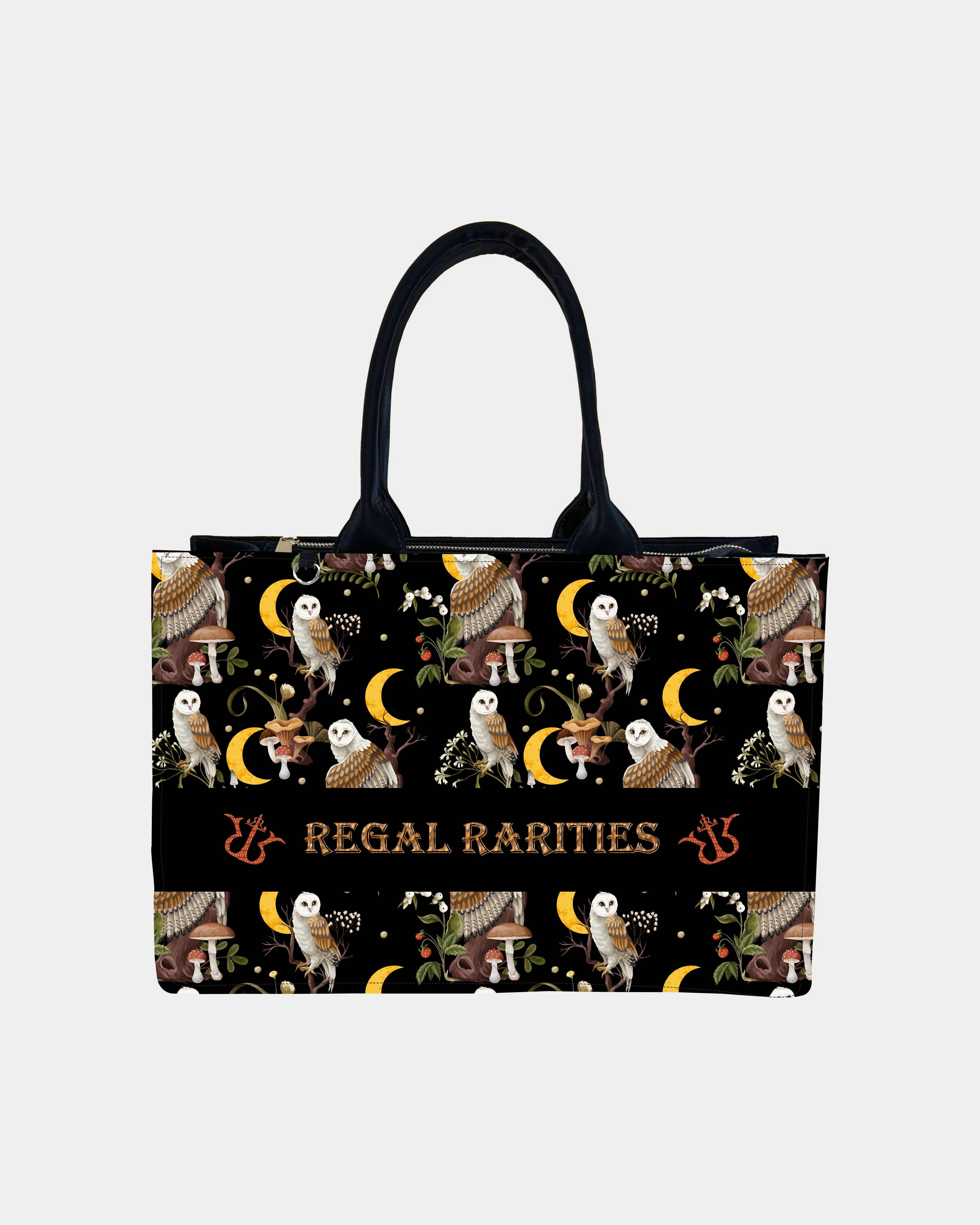 Celestial Owl & Mushroom Customized Tote Bag – Dreamy Woodland Whimsy