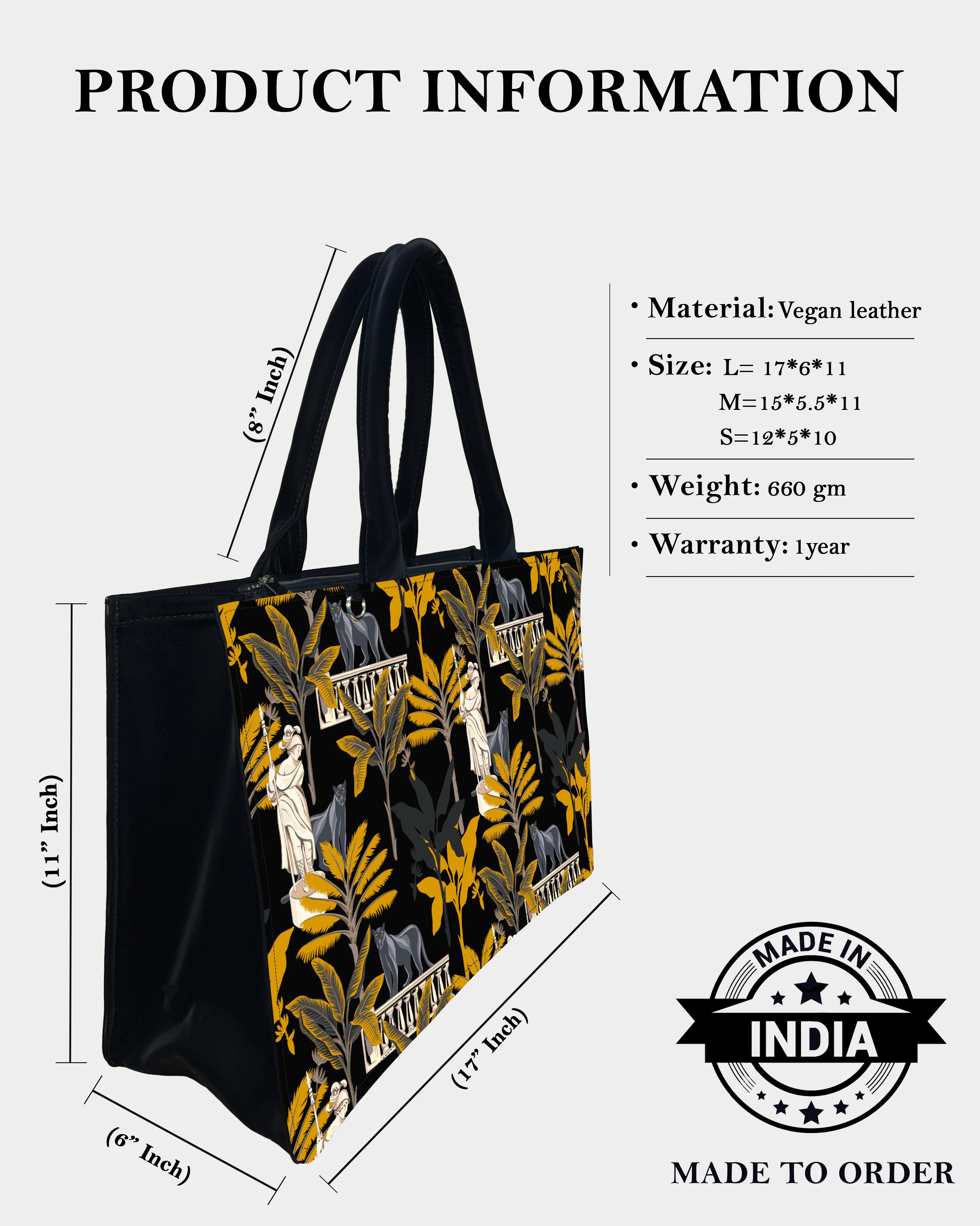 Black Panther & Palm Tree Designer Tote Bag-Sweet & Colorful Design