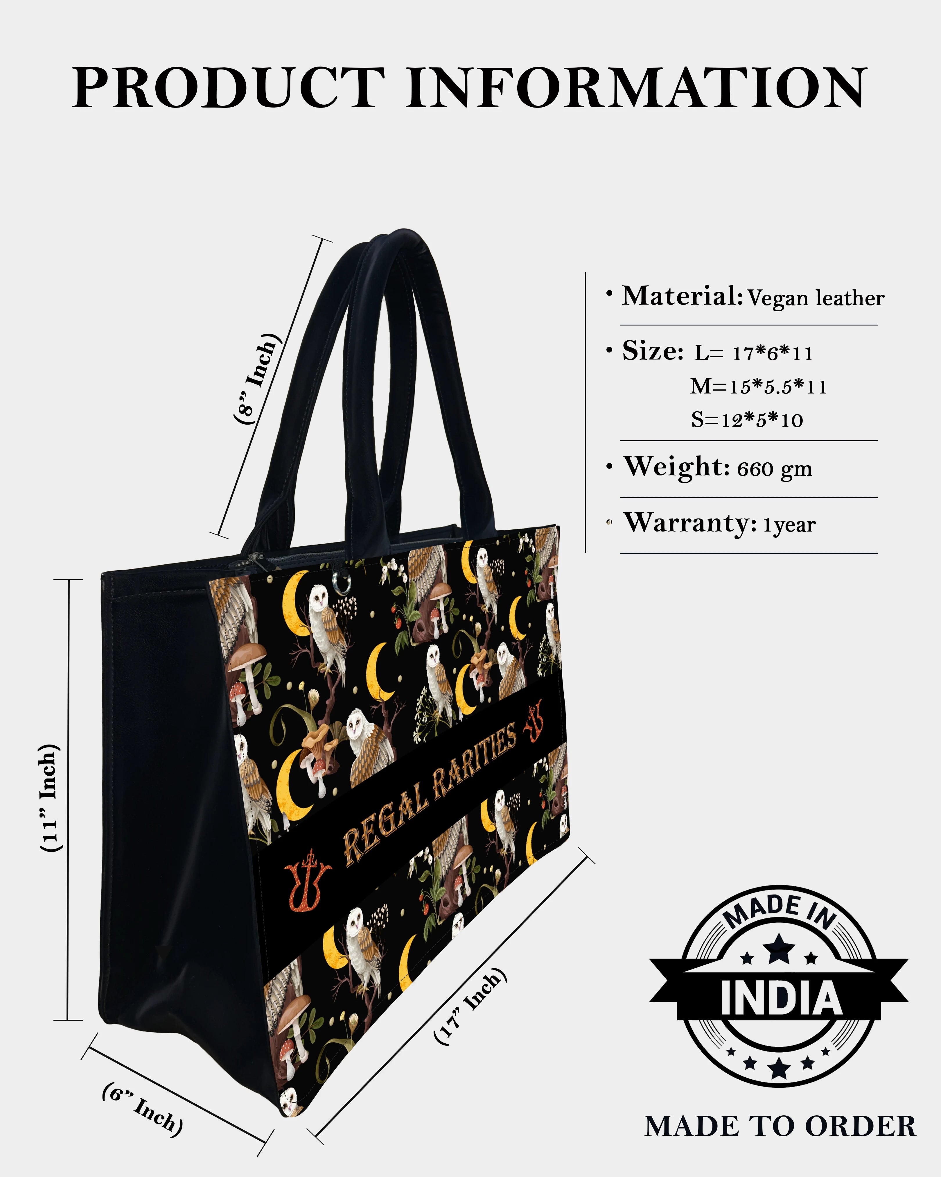 Celestial Owl & Mushroom Customized Tote Bag – Dreamy Woodland Whimsy