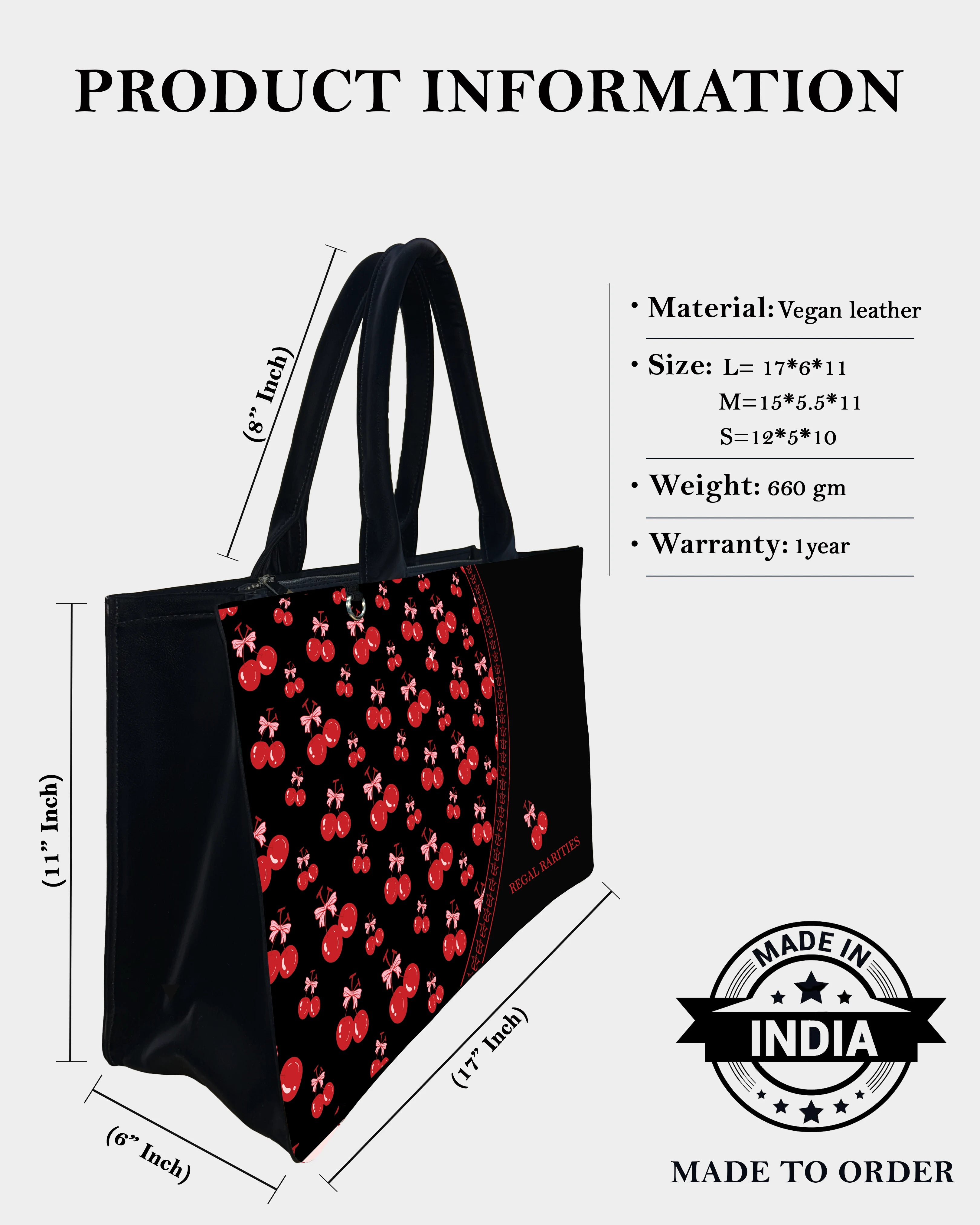 Cherry Love Bow Customized Tote Bag – Cute & Trendy Design
