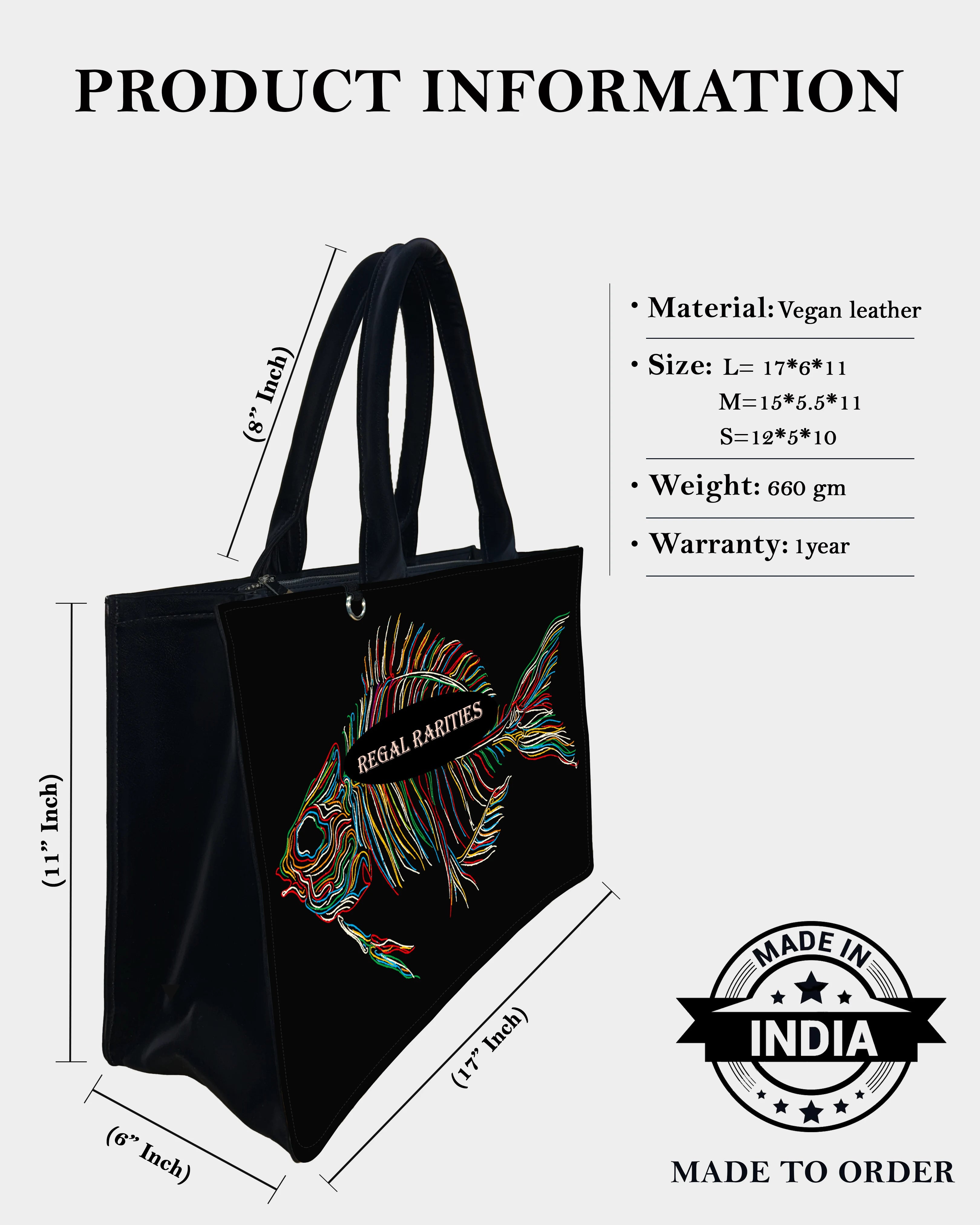 Colorful Fish Skeleton Customized Tote Bag – Artistic & Edgy Design