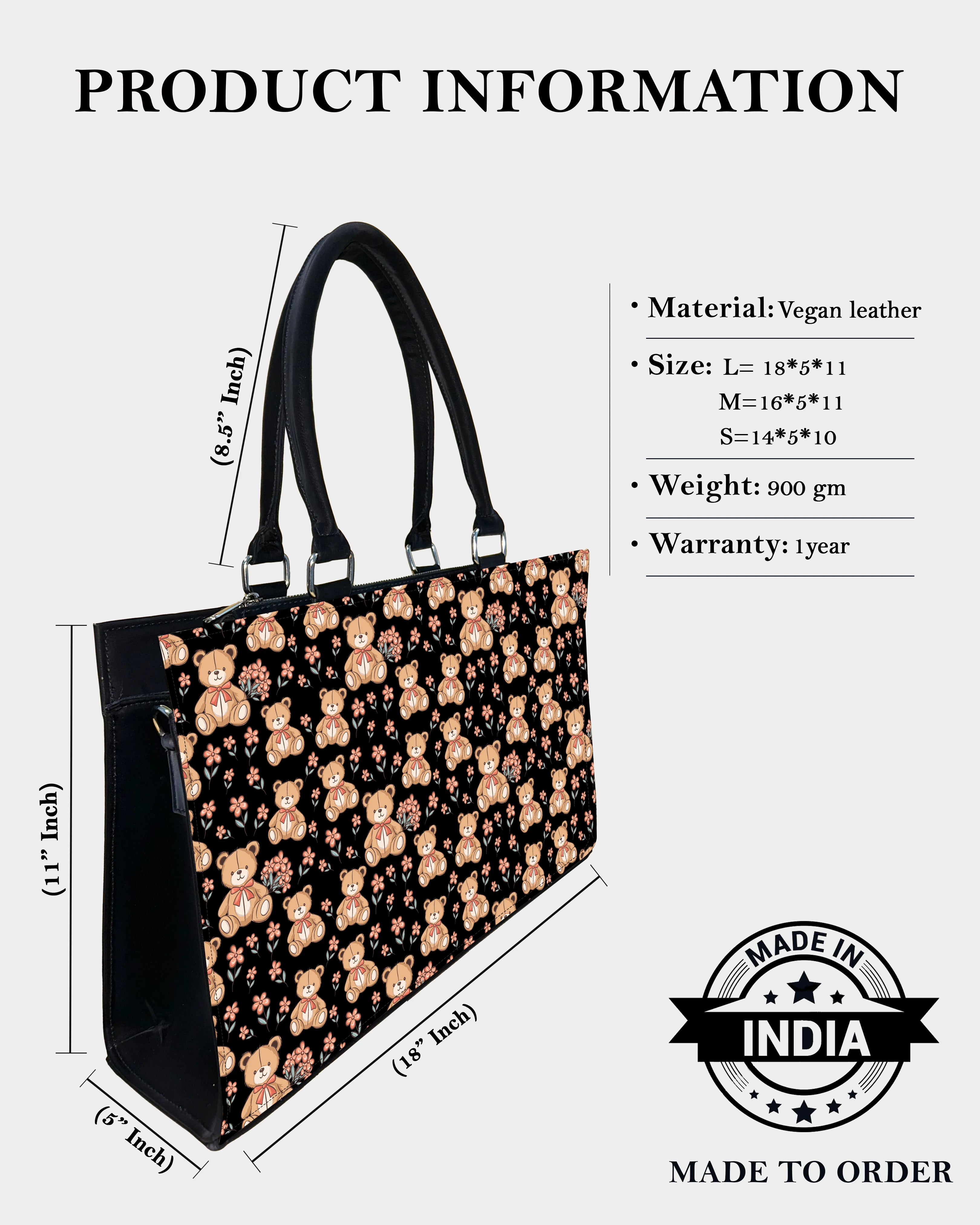 Cute Teddy Bear Designer Crossbody Sling Bag – Floral & Girly Aesthetic