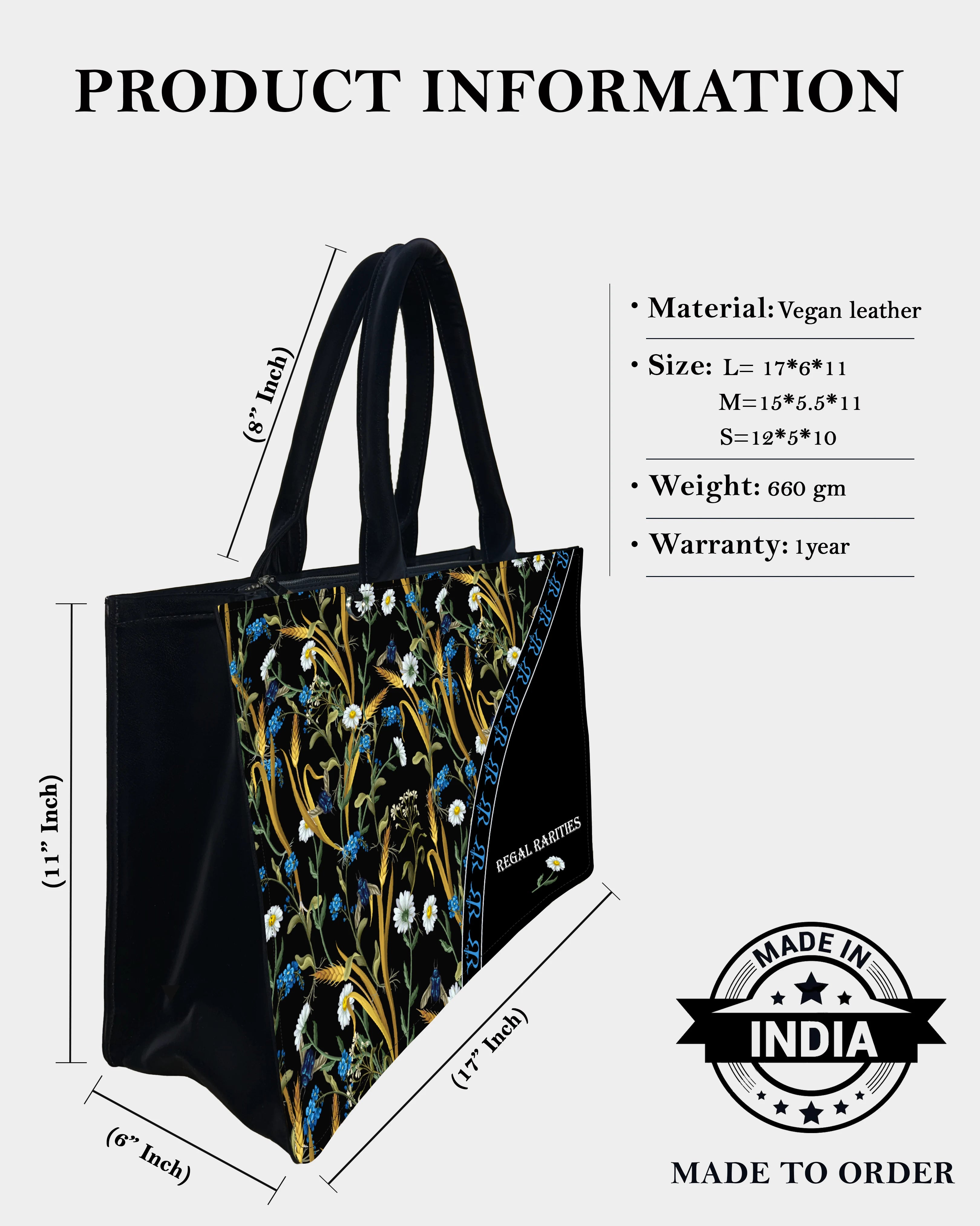 Chic Farm Field Floral Customized Tote Bag – Daisies & Autumn Grains
