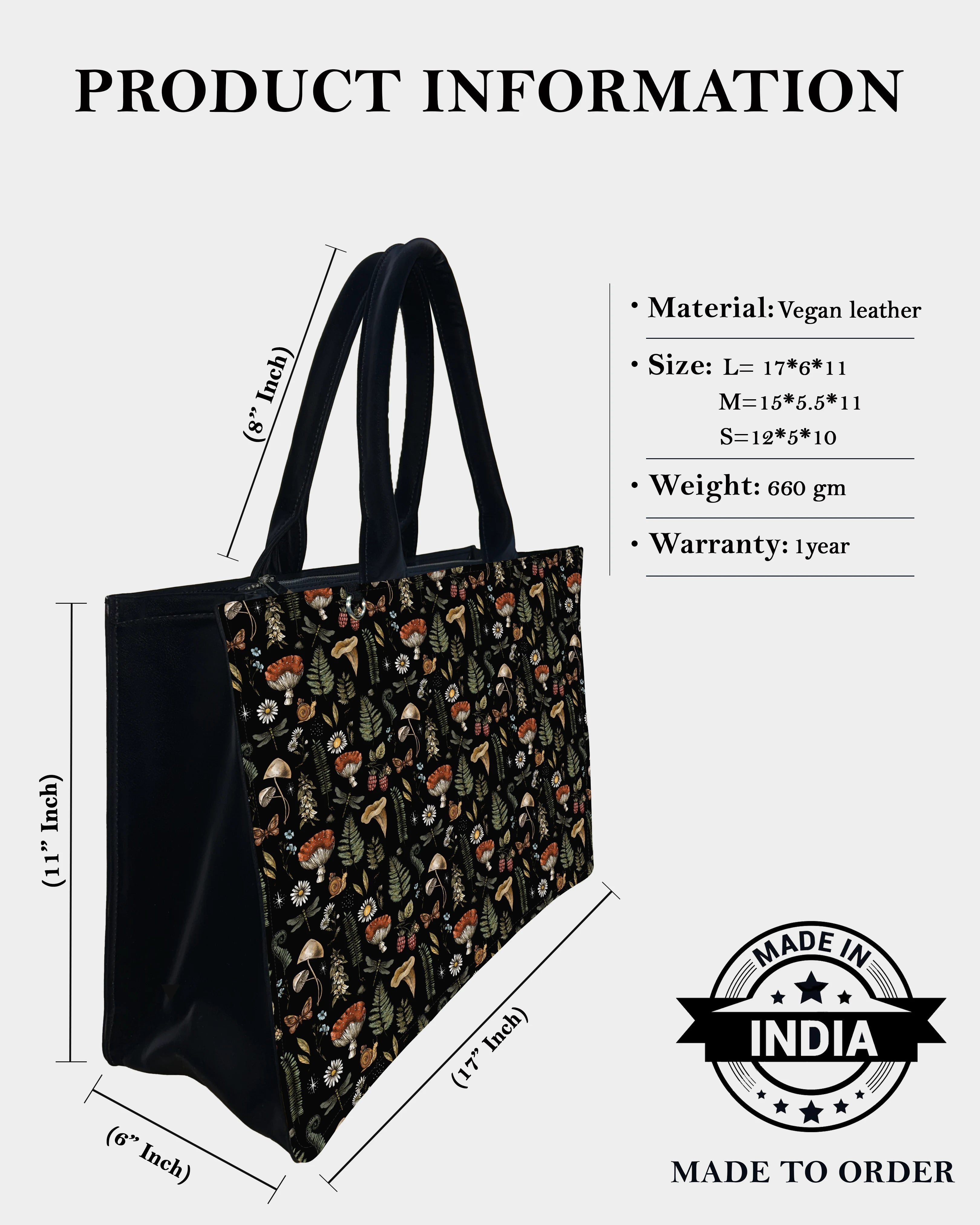 Mushroom Garden Designer Tote Bag – Vintage & Nature-Inspired