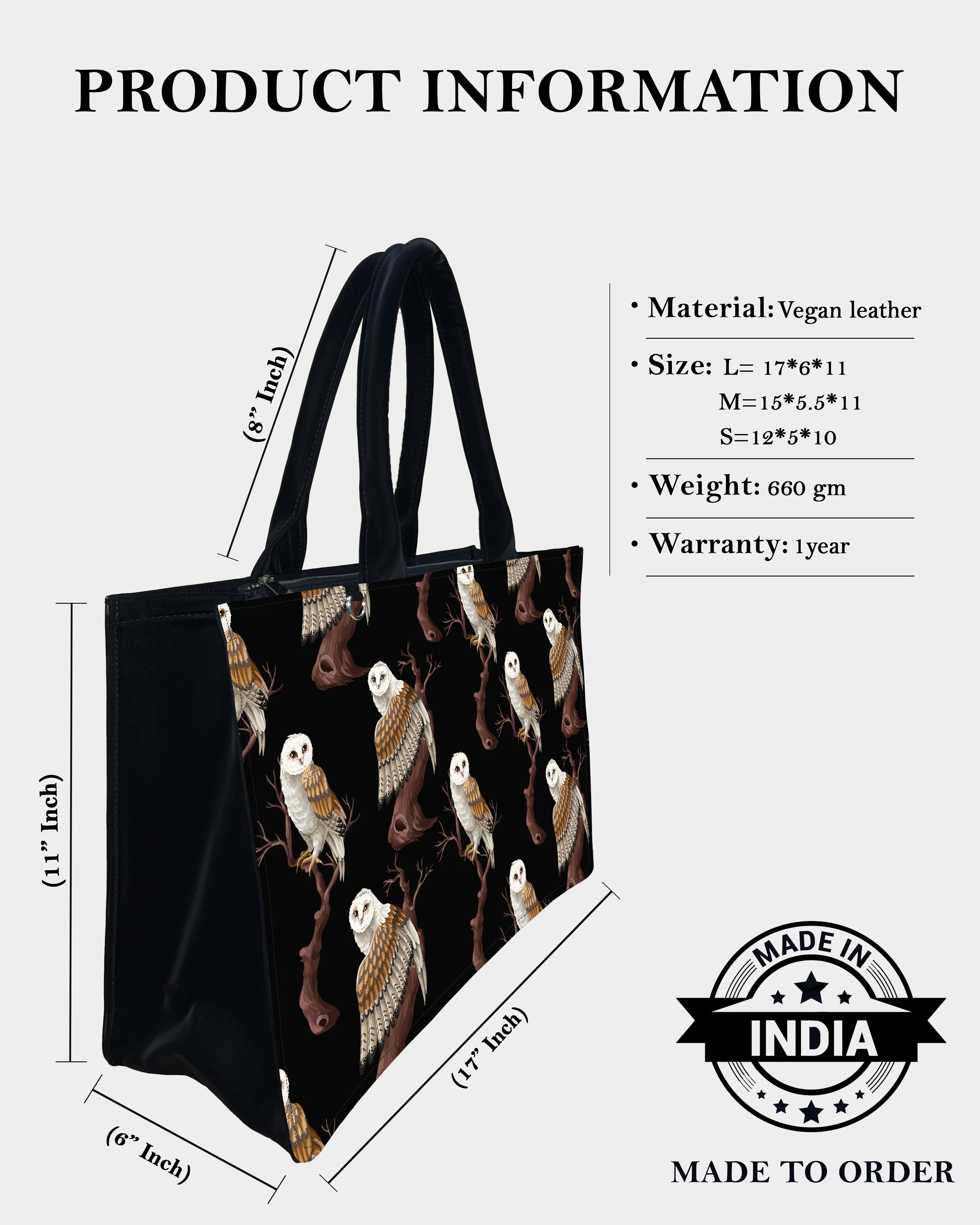 Owl in the Dark Designer Tote Bag – Magical Nocturnal Mood