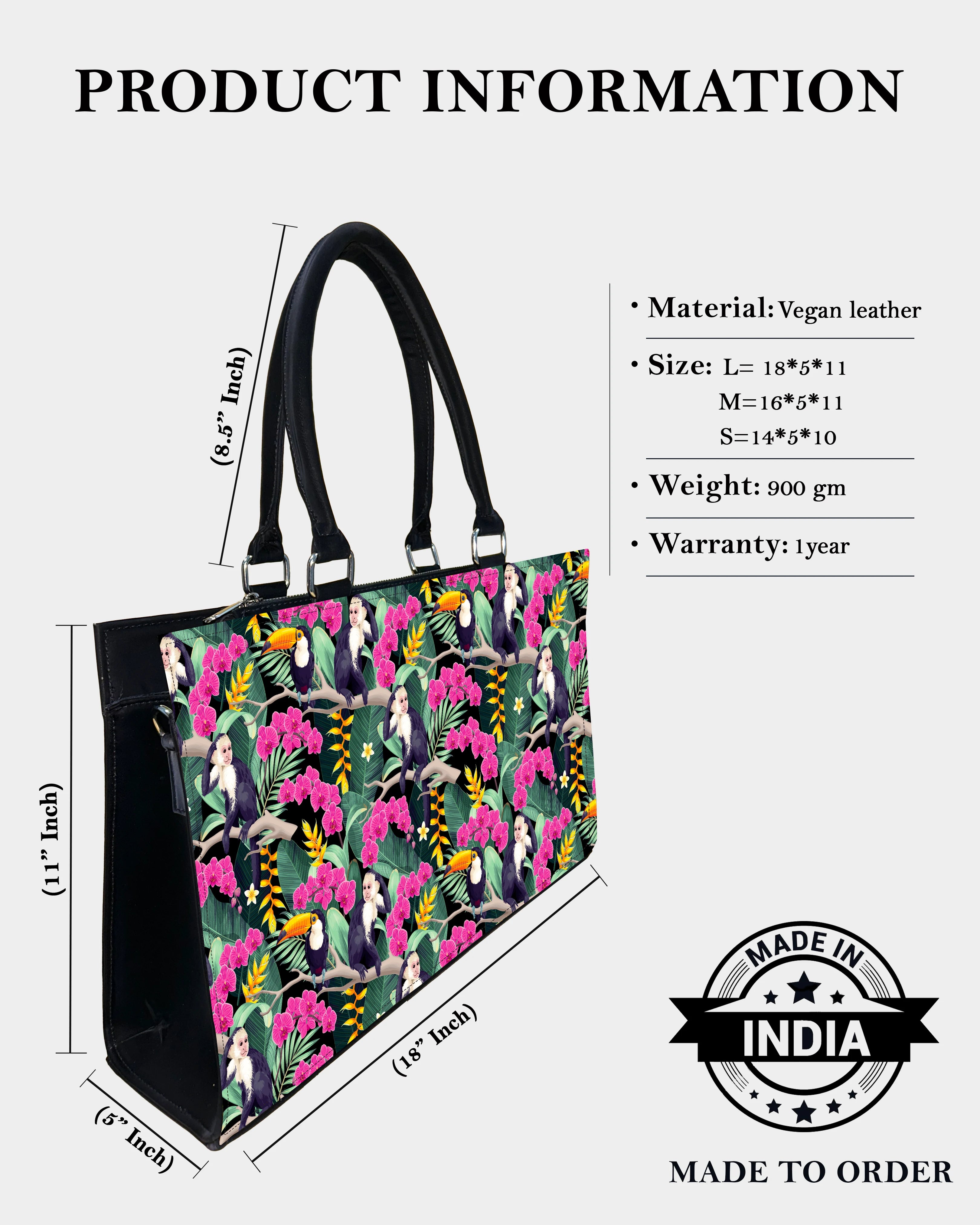Pink Flower Monkey Designer Crossbody Sling Bag– Tropical & Fun Gift Idea
