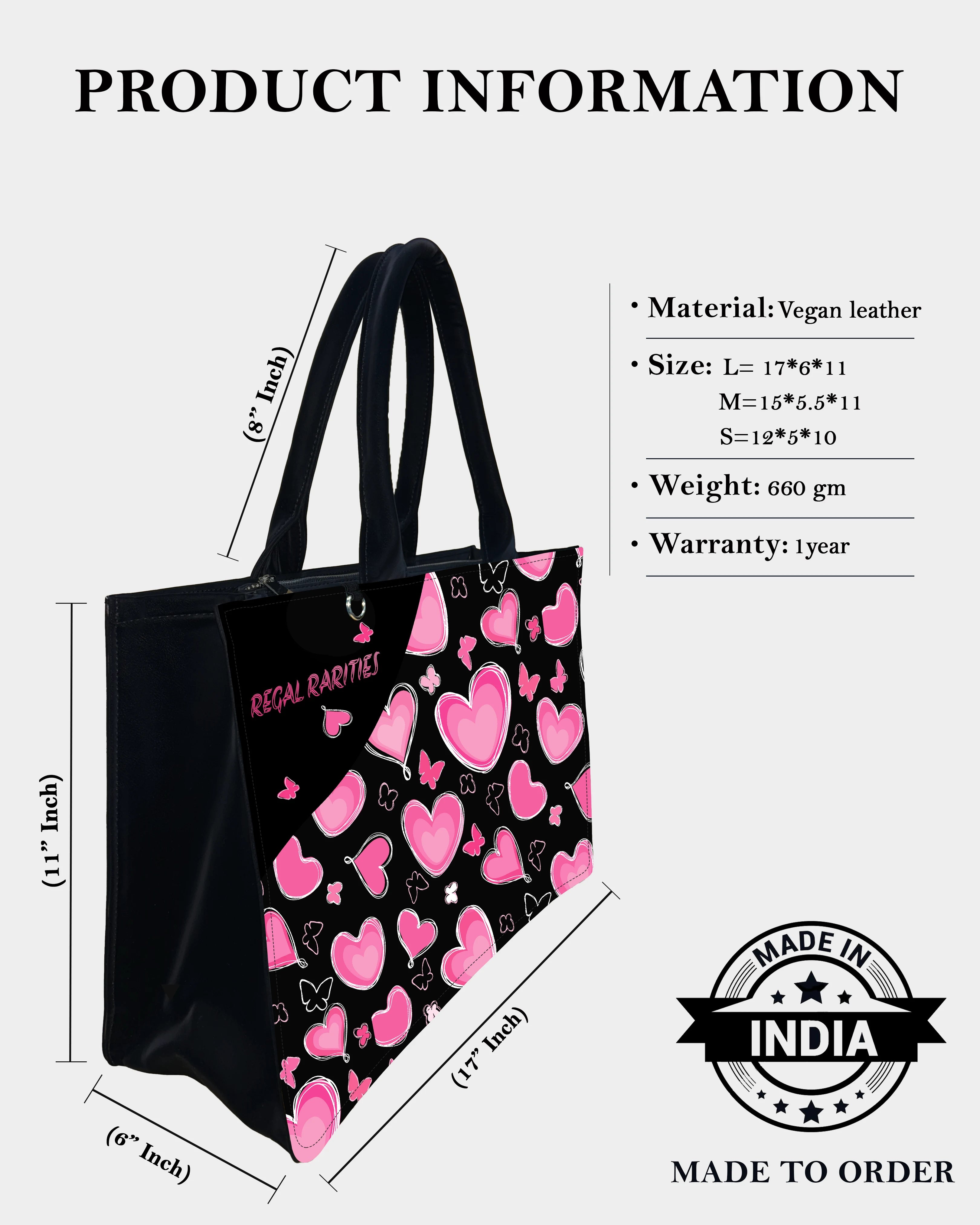 Pink Heart Customized Tote Bag – Trendy Gift Idea & Valentine Design