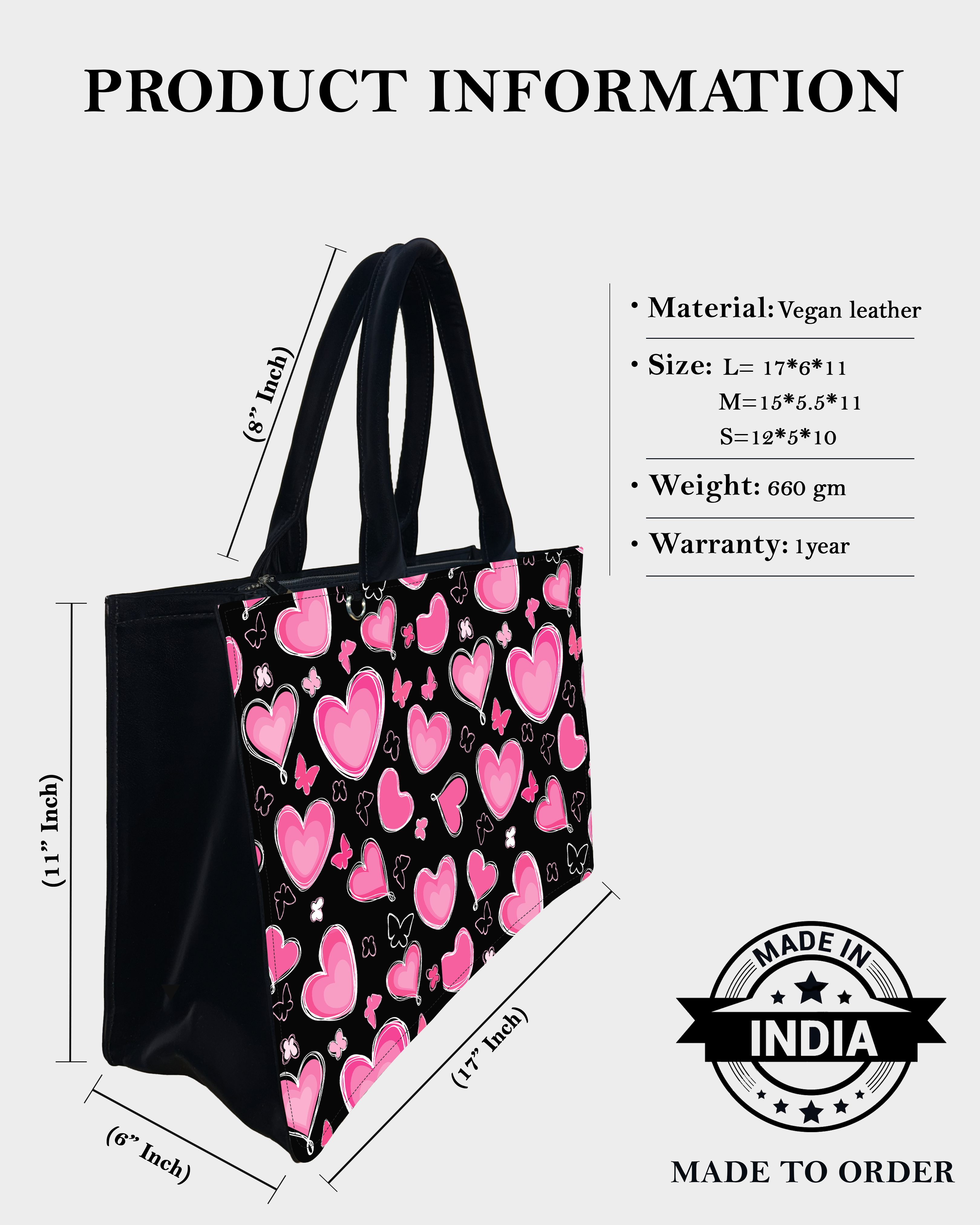 Pink Heart Designer Tote Bag – Trendy Gift Idea & Valentine Design