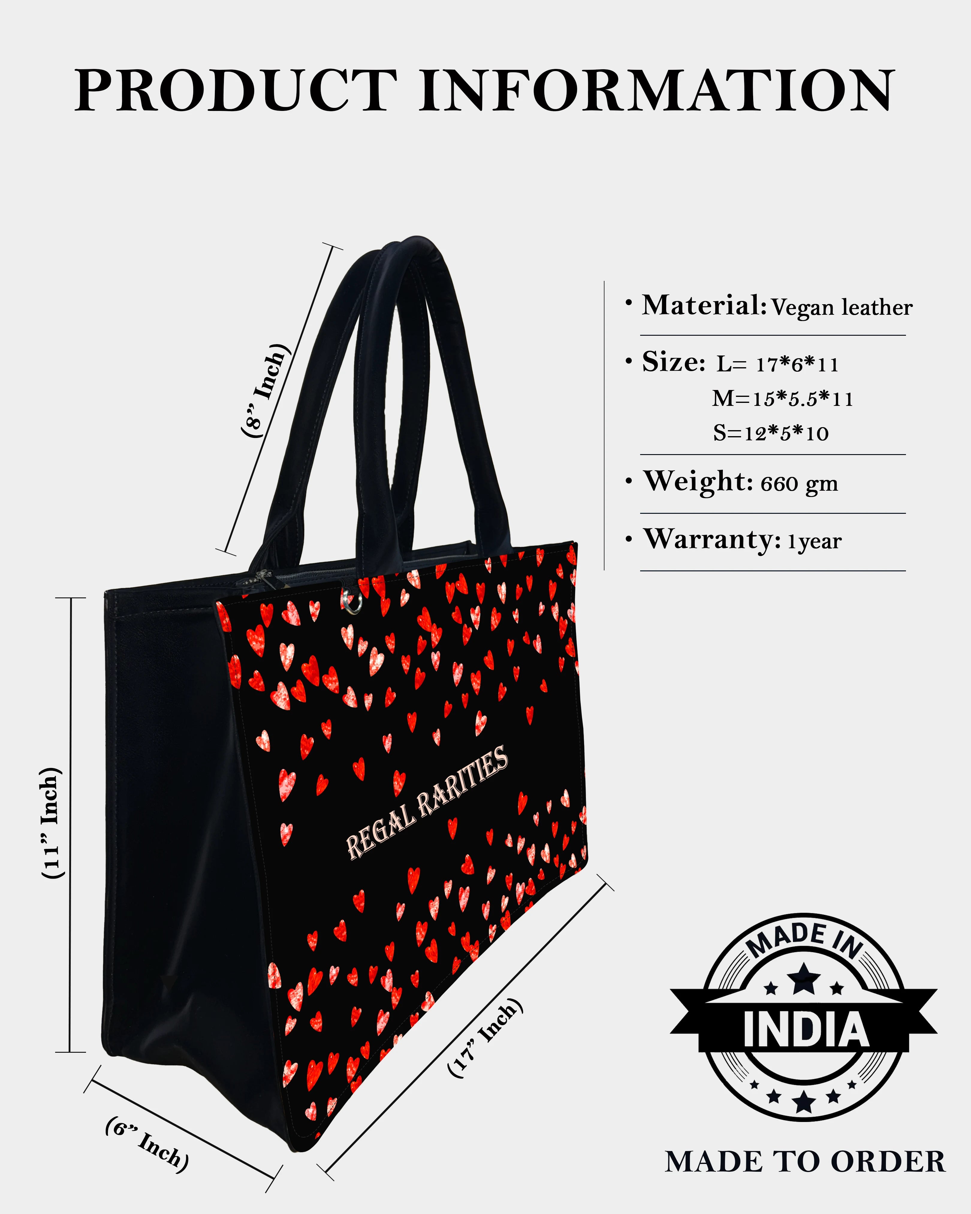 Romantic Heart Customized Tote Bag – Perfect Gift for Her